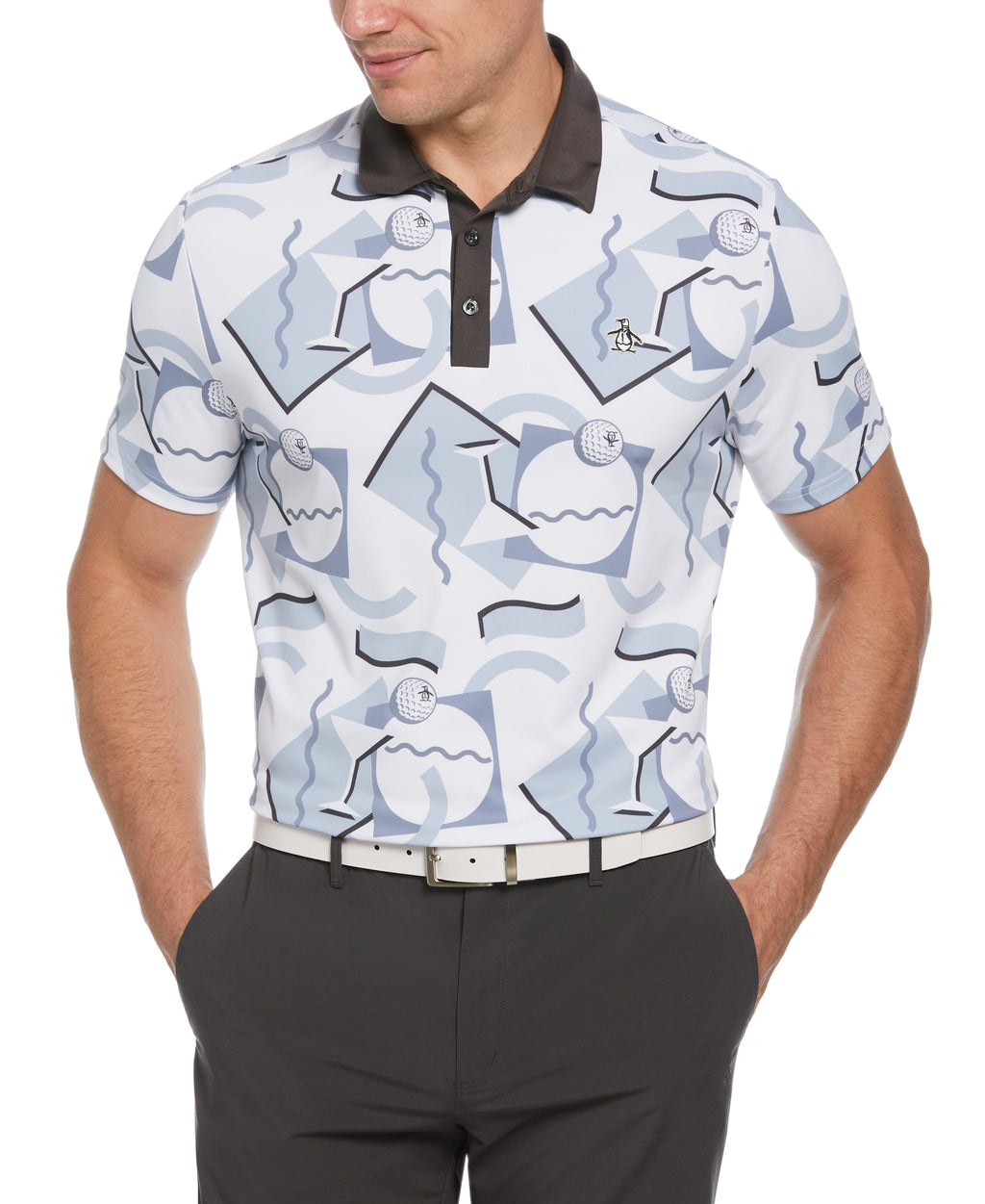 Abstract 80's Print Golf Polo