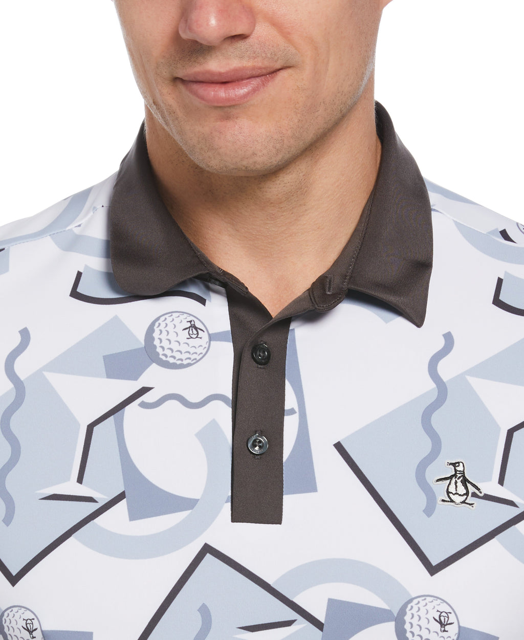 Abstract 80's Print Golf Polo