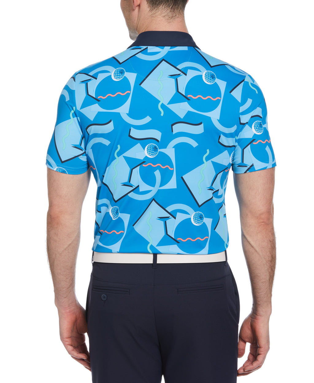 Abstract 80's Print Golf Polo