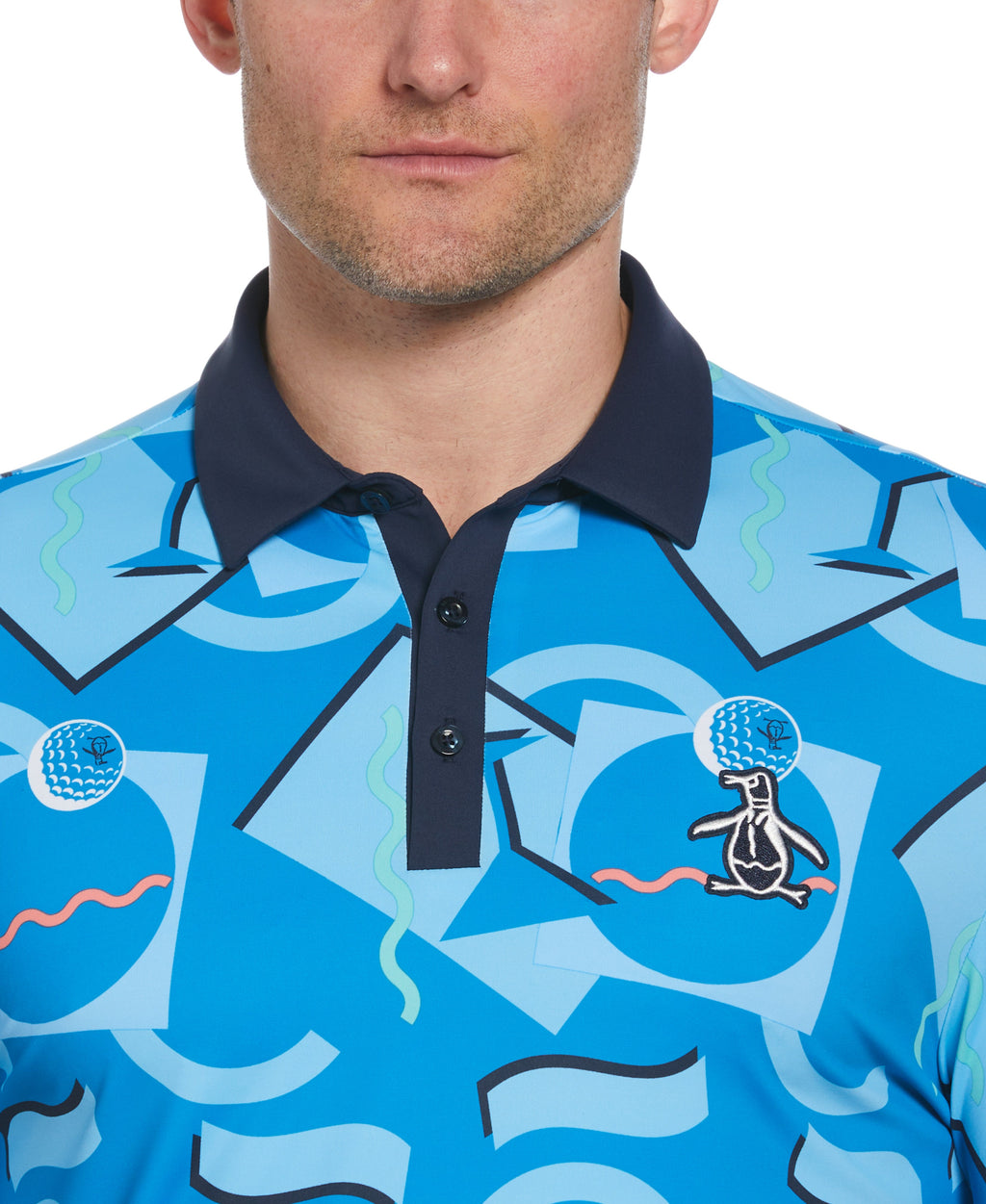 Abstract 80's Print Golf Polo