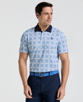 All-Over Cocktail Windowpane Printed Golf Polo