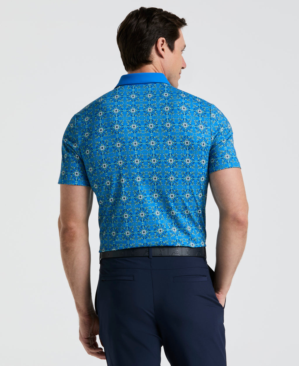 All-Over Cocktail Windowpane Printed Golf Polo
