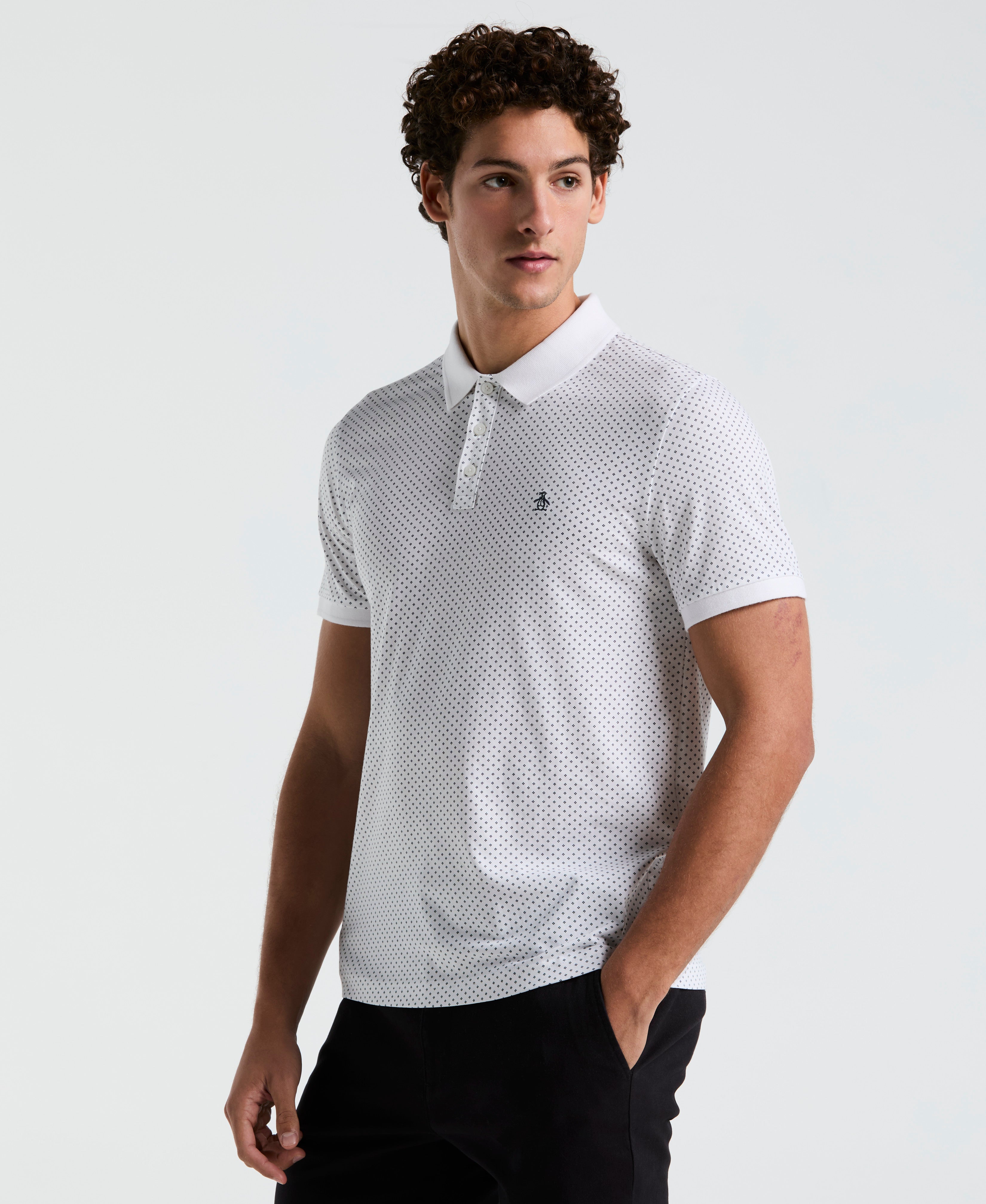 All-Over Diamond Ditsy Print Polo