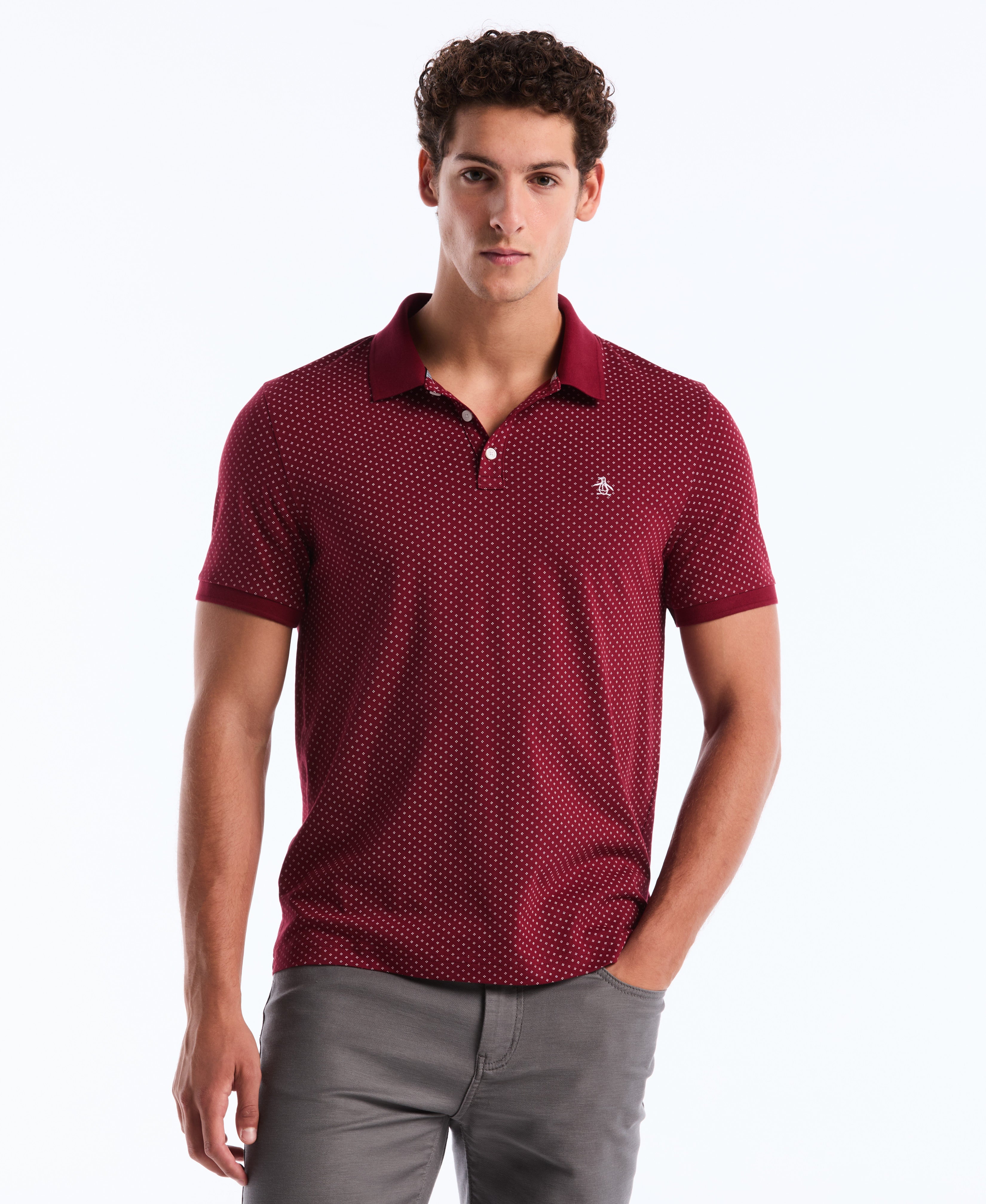 All-Over Diamond Ditsy Print Polo