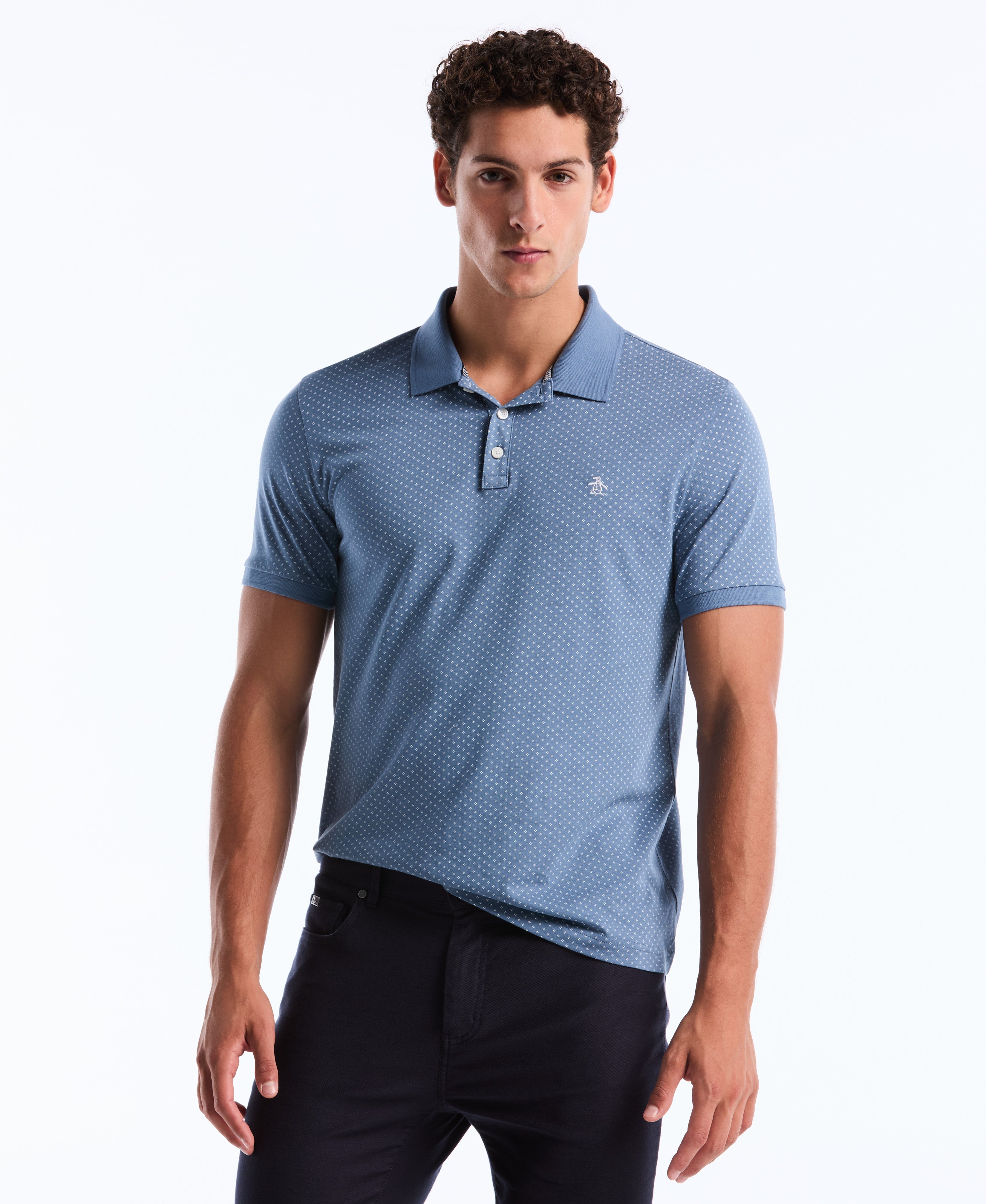 All-Over Diamond Ditsy Print Polo