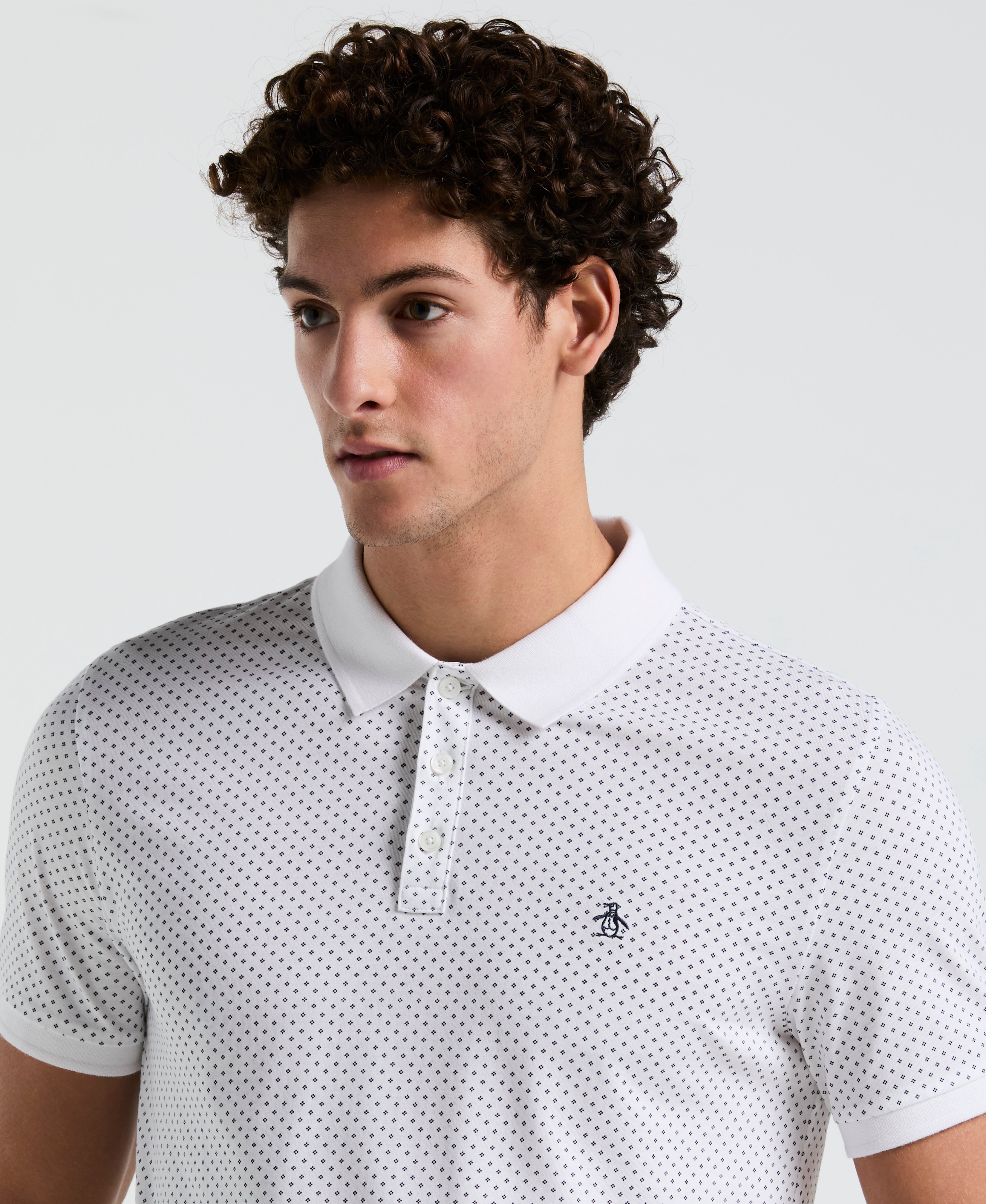 All-Over Diamond Ditsy Print Polo