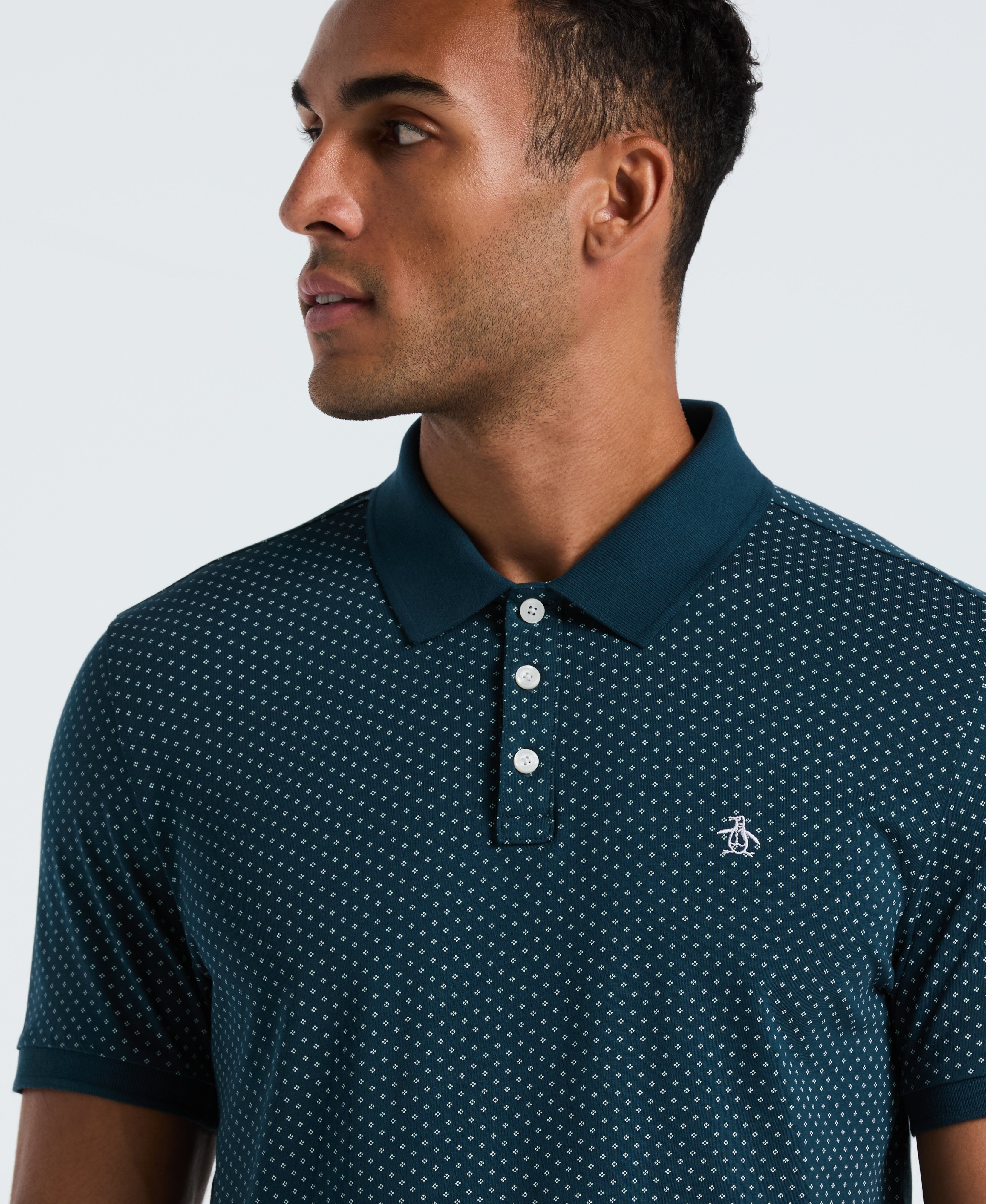 All-Over Diamond Ditsy Print Polo
