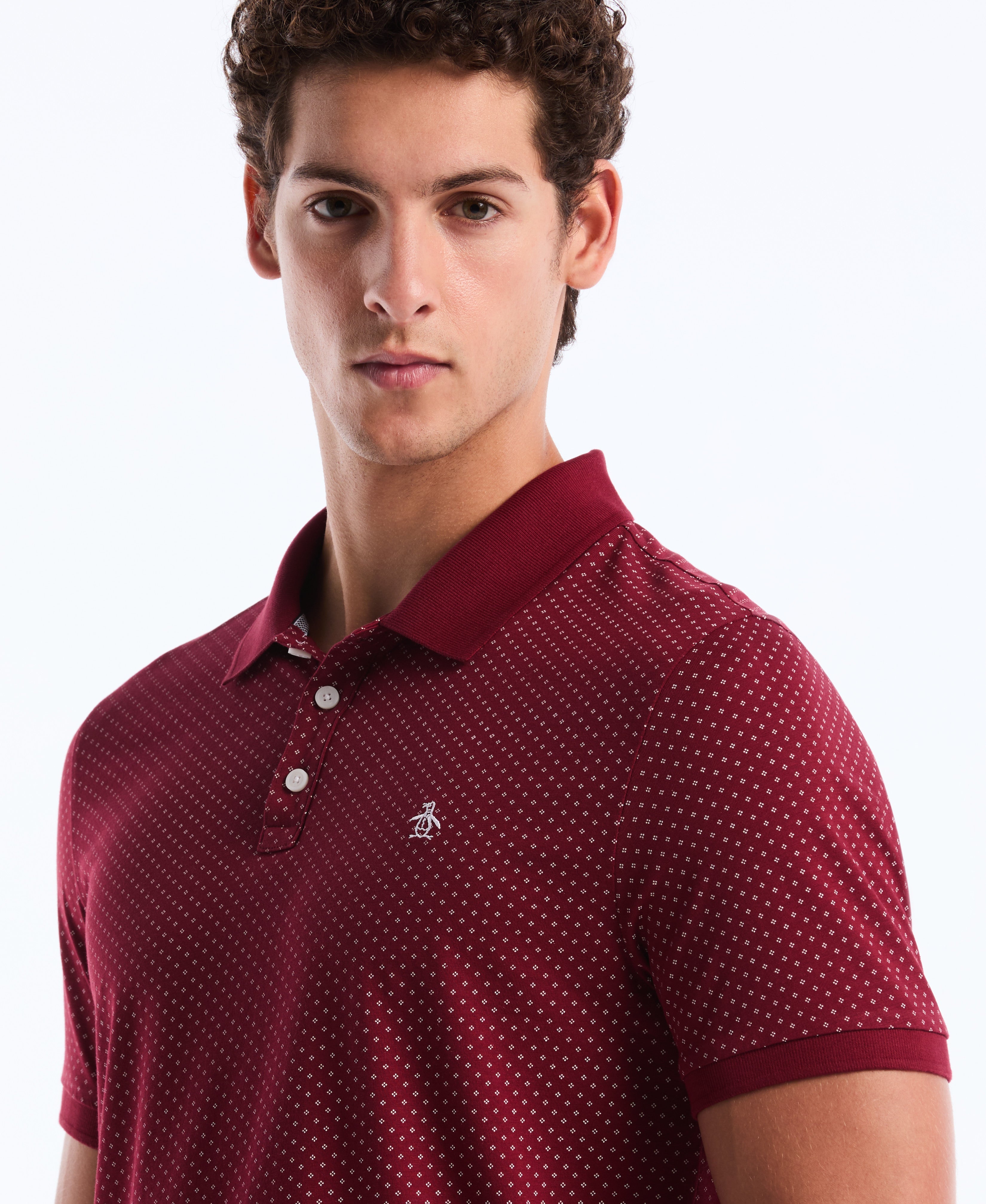 All-Over Diamond Ditsy Print Polo