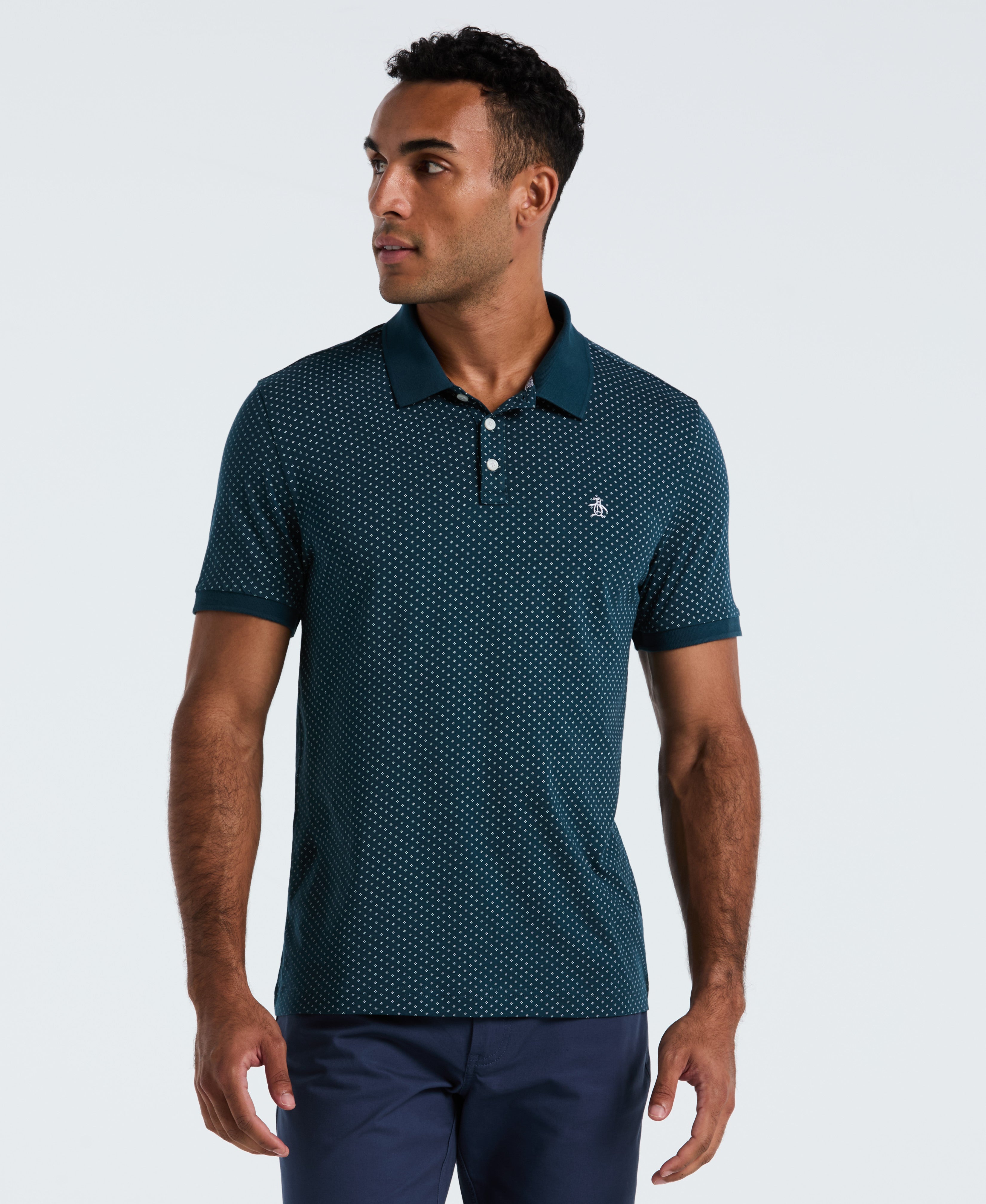 All-Over Diamond Ditsy Print Polo