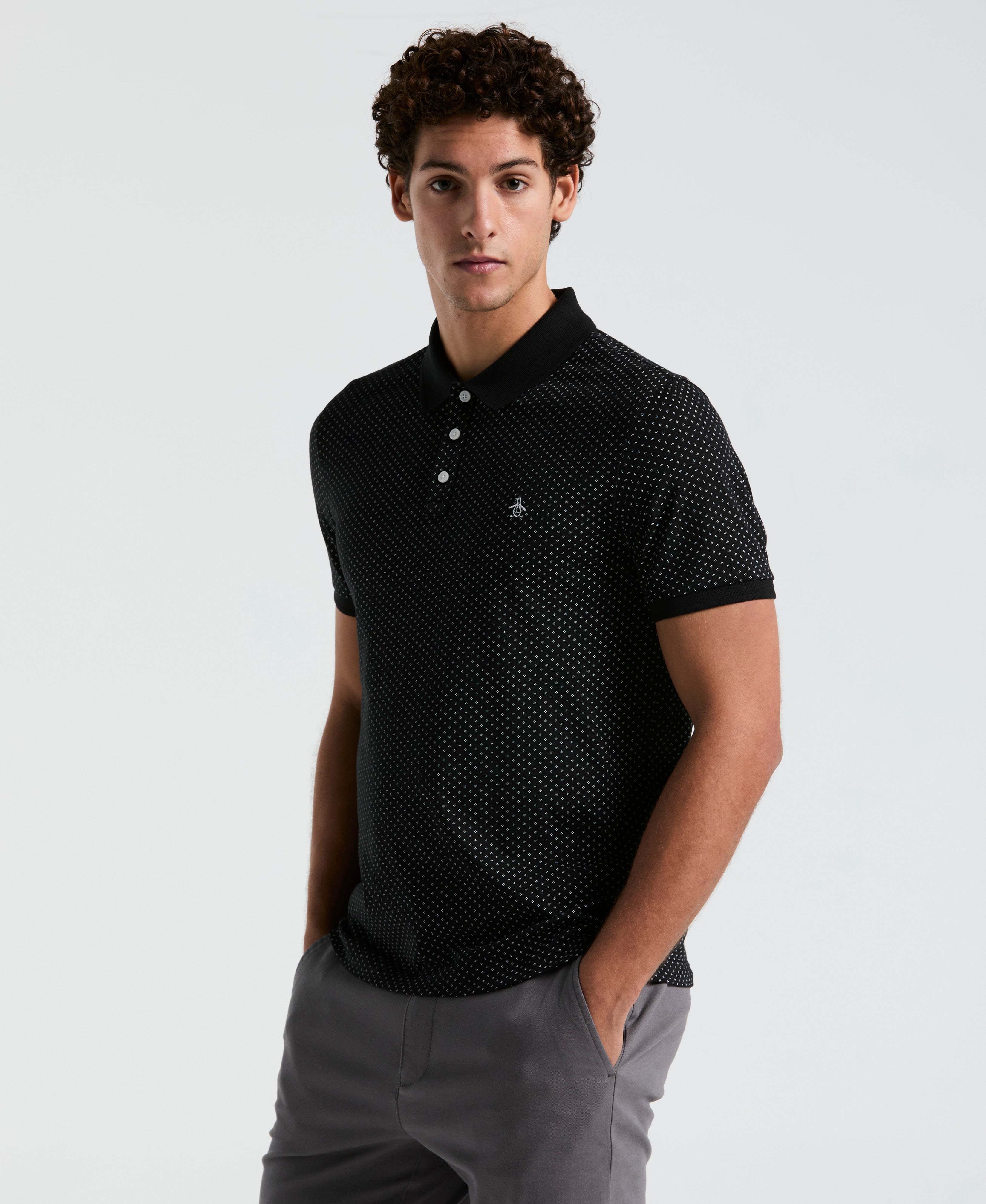 All-Over Diamond Ditsy Print Polo