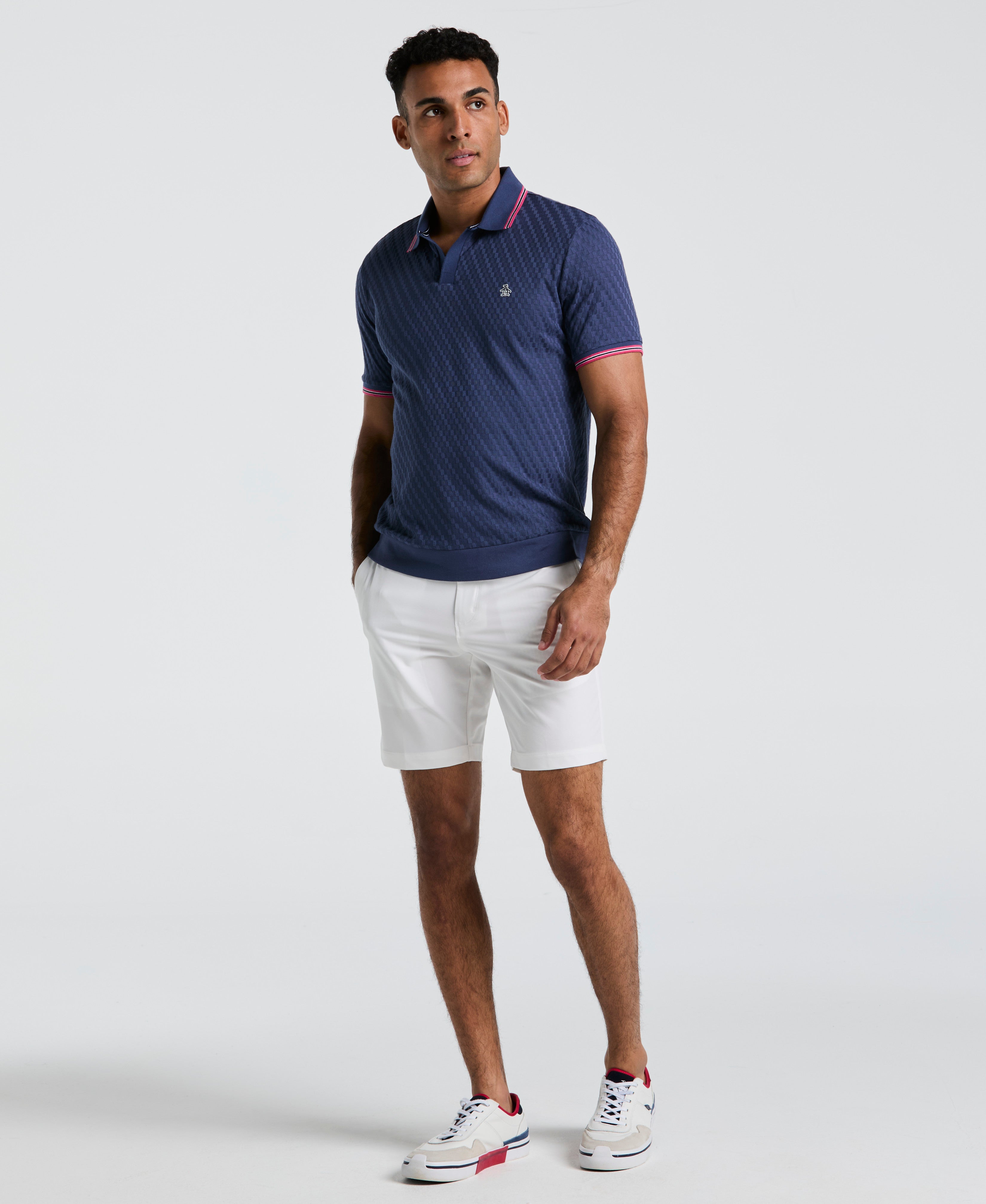 All-Over Jacquard Johnny Collar Polo
