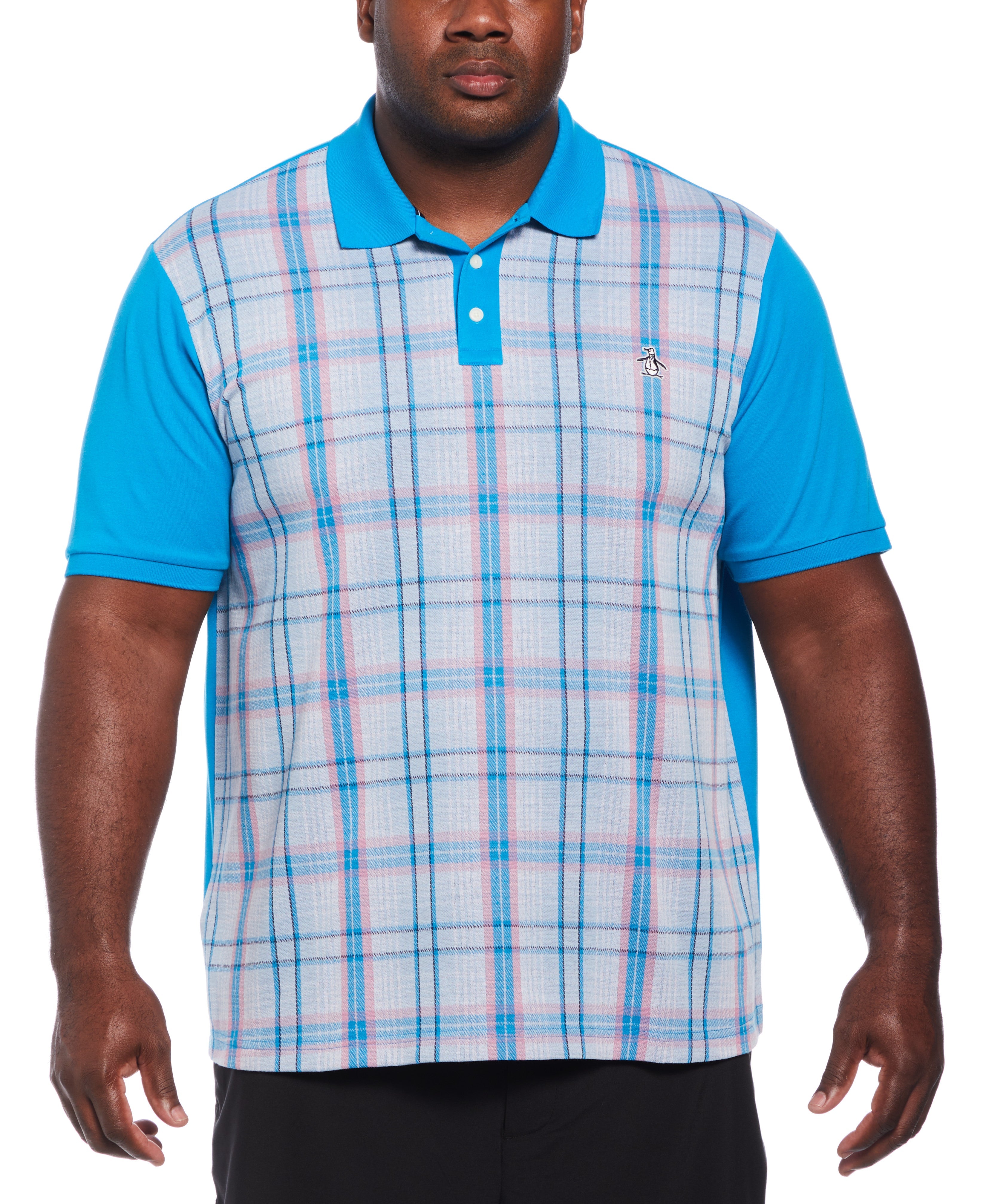 Big & Tall Plaid Front Polo