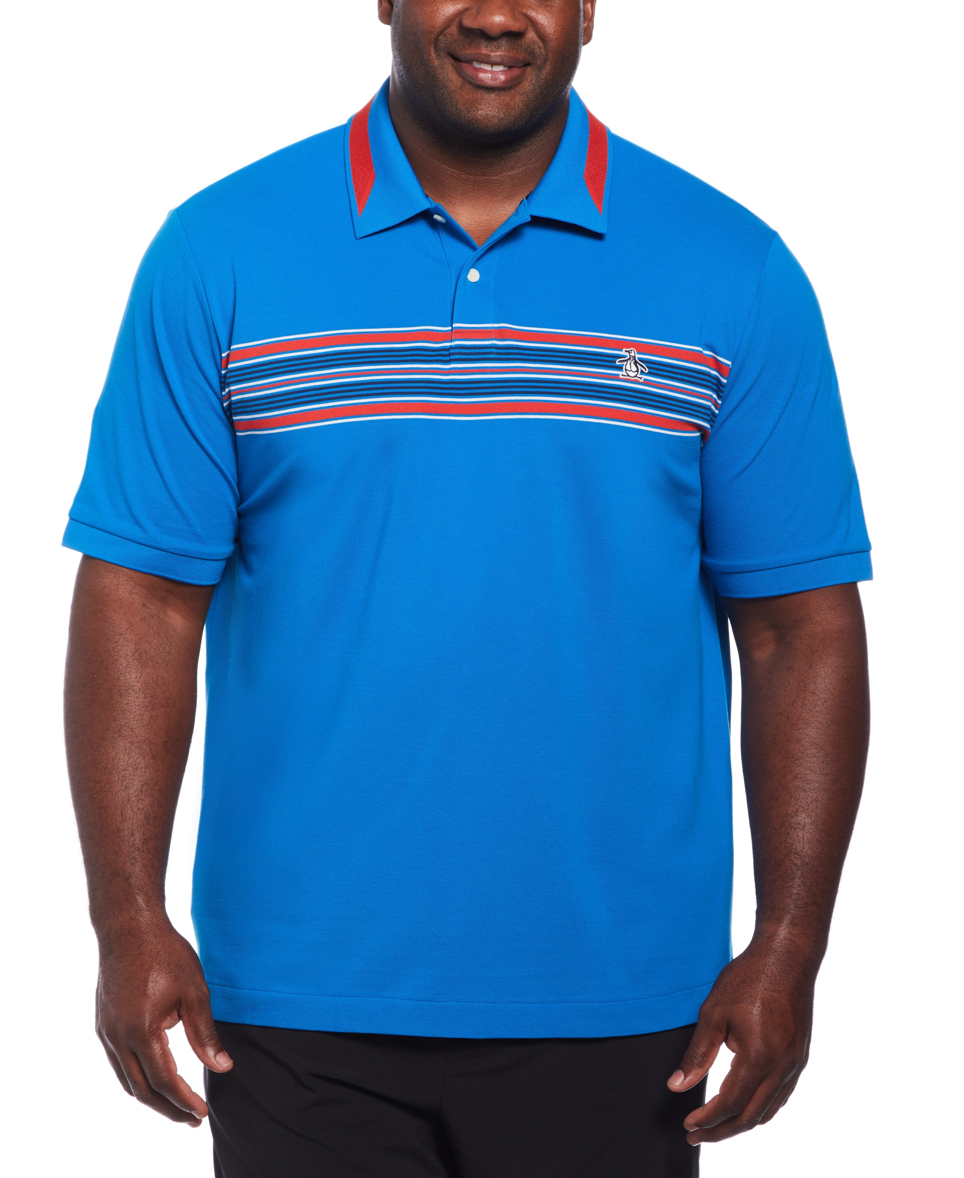 Big and Tall Micro Pique Chest Stripe Polo