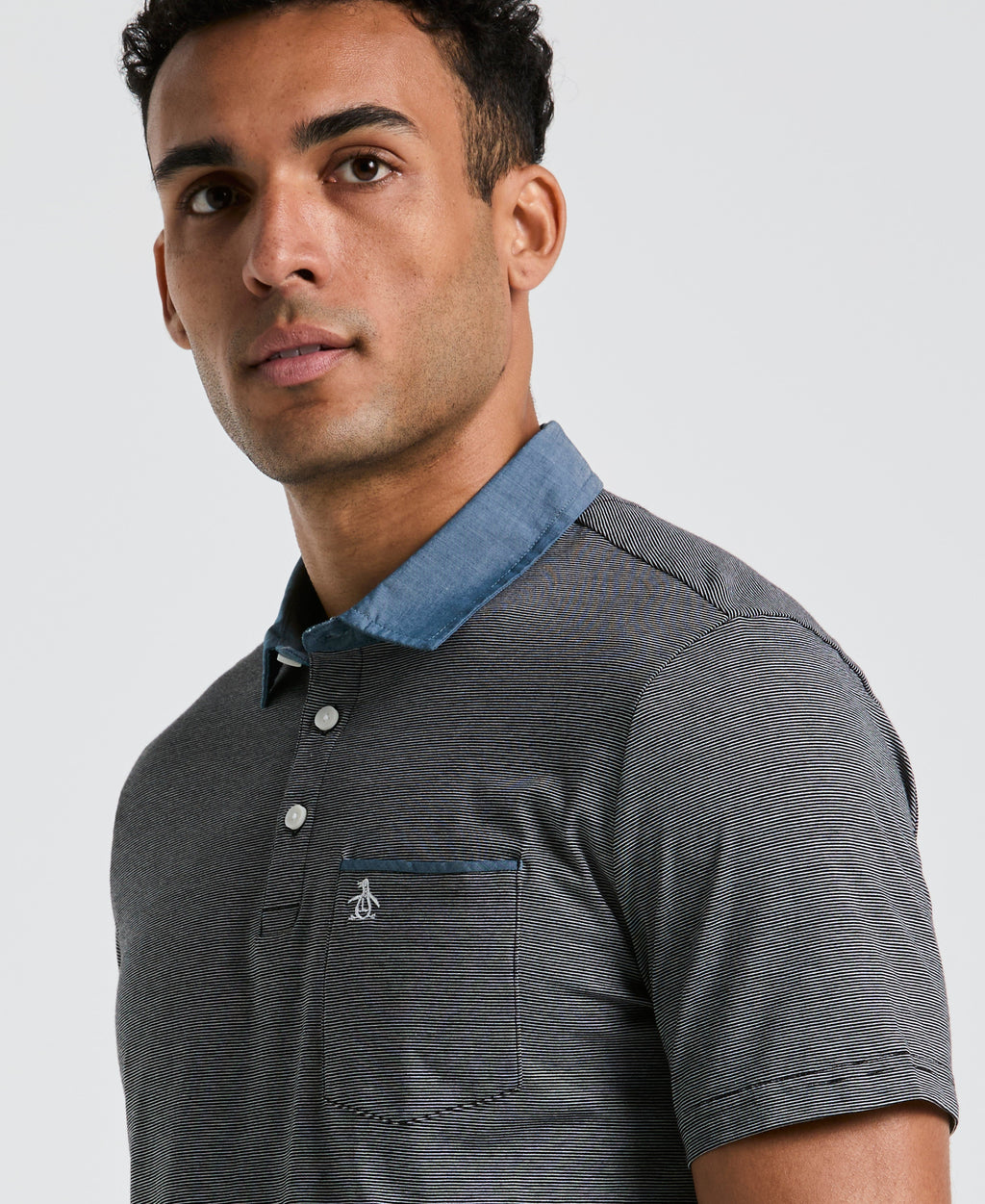 Chambray Stripe Polo