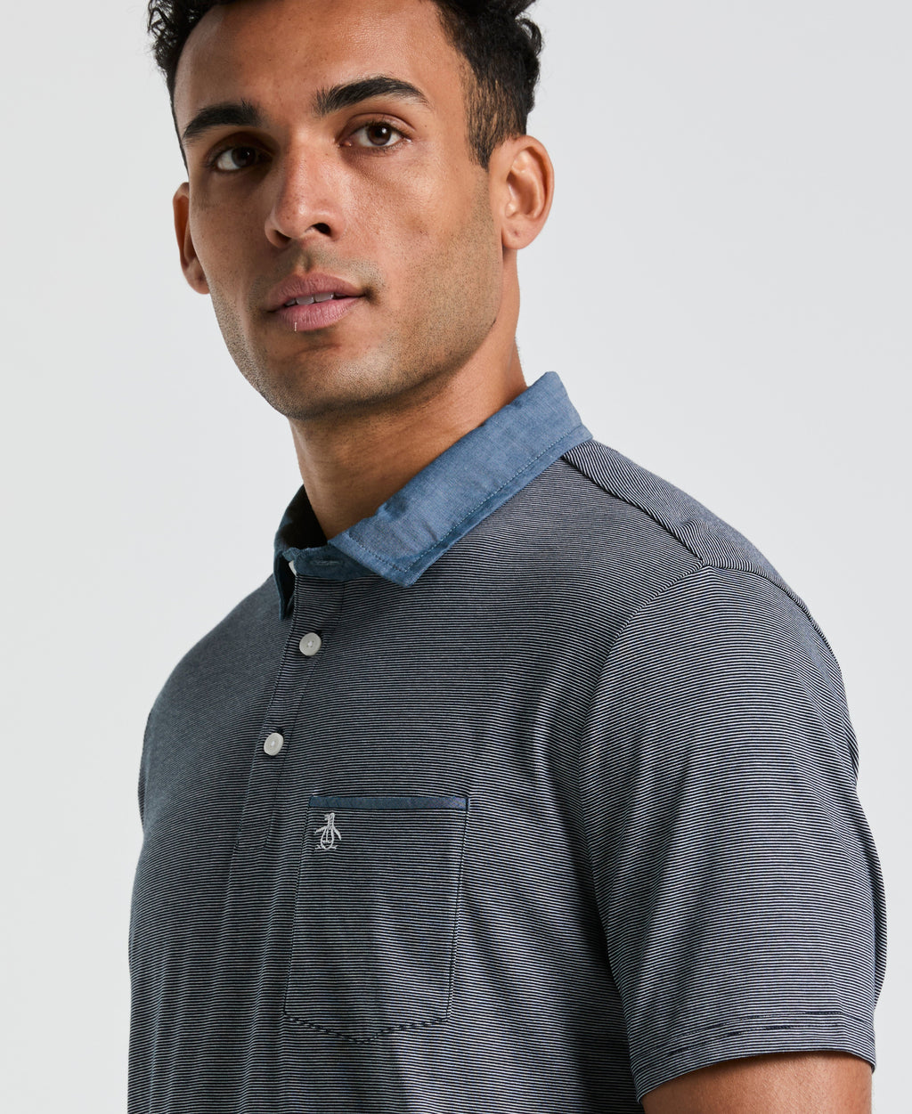 Chambray Stripe Polo