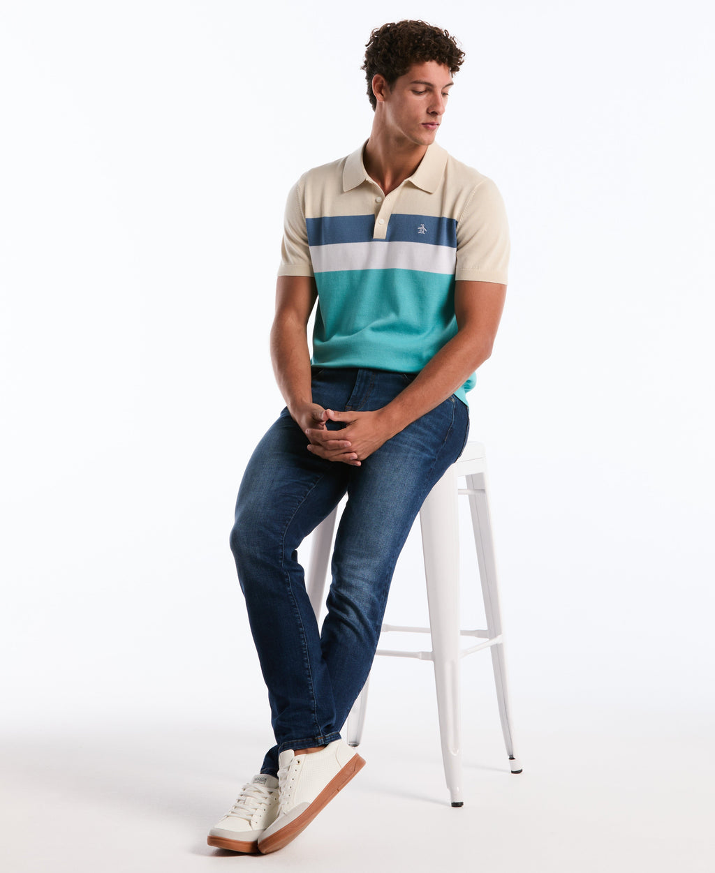 Chest Stripe Sweater Polo