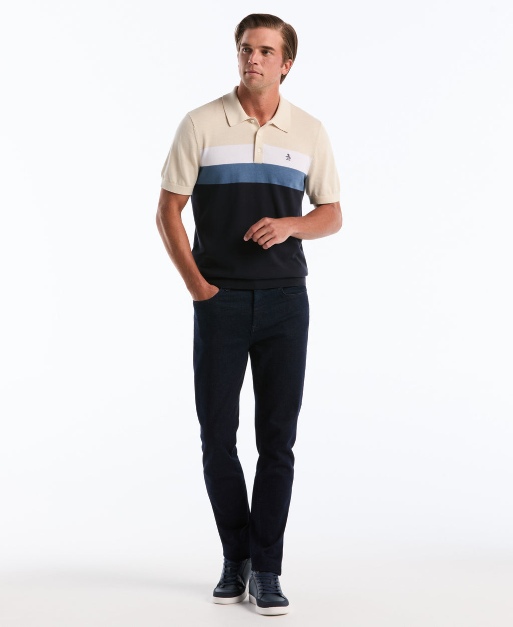 Chest Stripe Sweater Polo