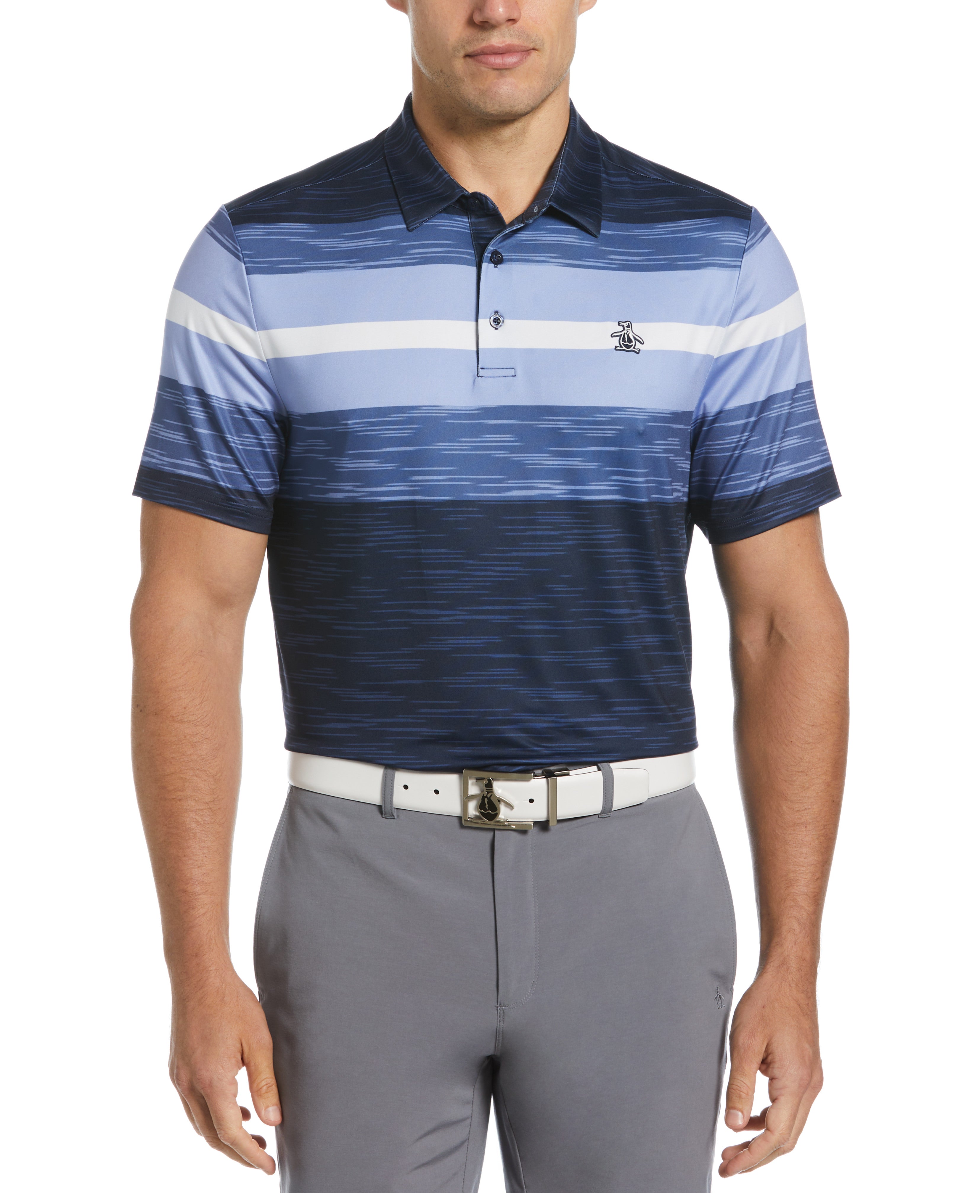 Color Block Marl Stripe Golf Polo