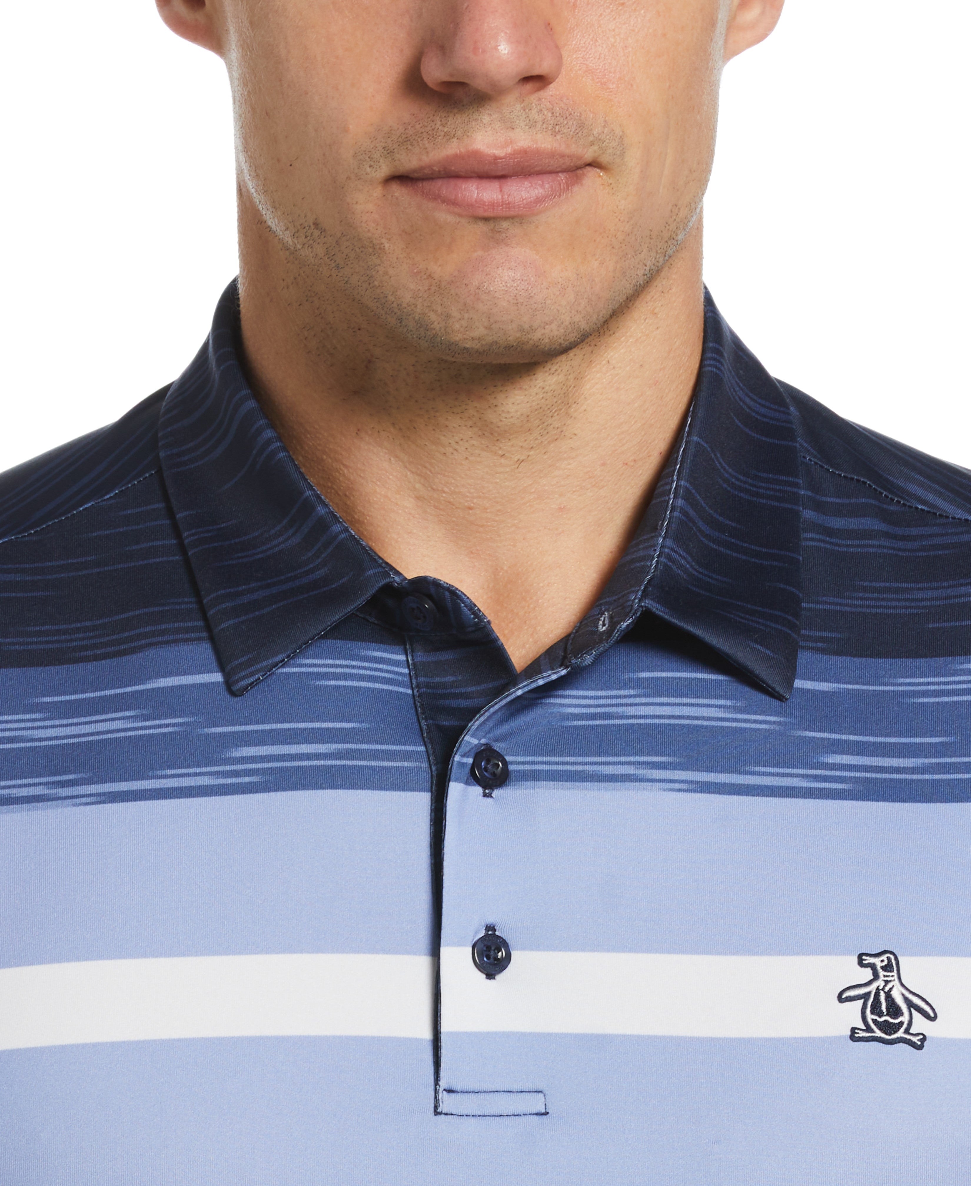 Color Block Marl Stripe Golf Polo
