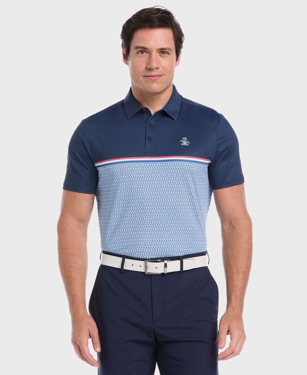 Color Block "P" Print Golf Polo