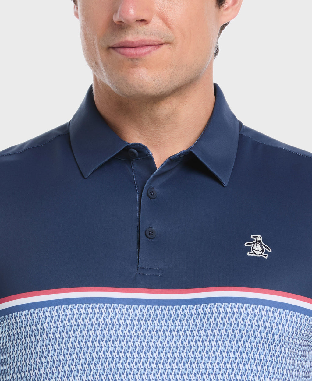 Color Block "P" Print Golf Polo
