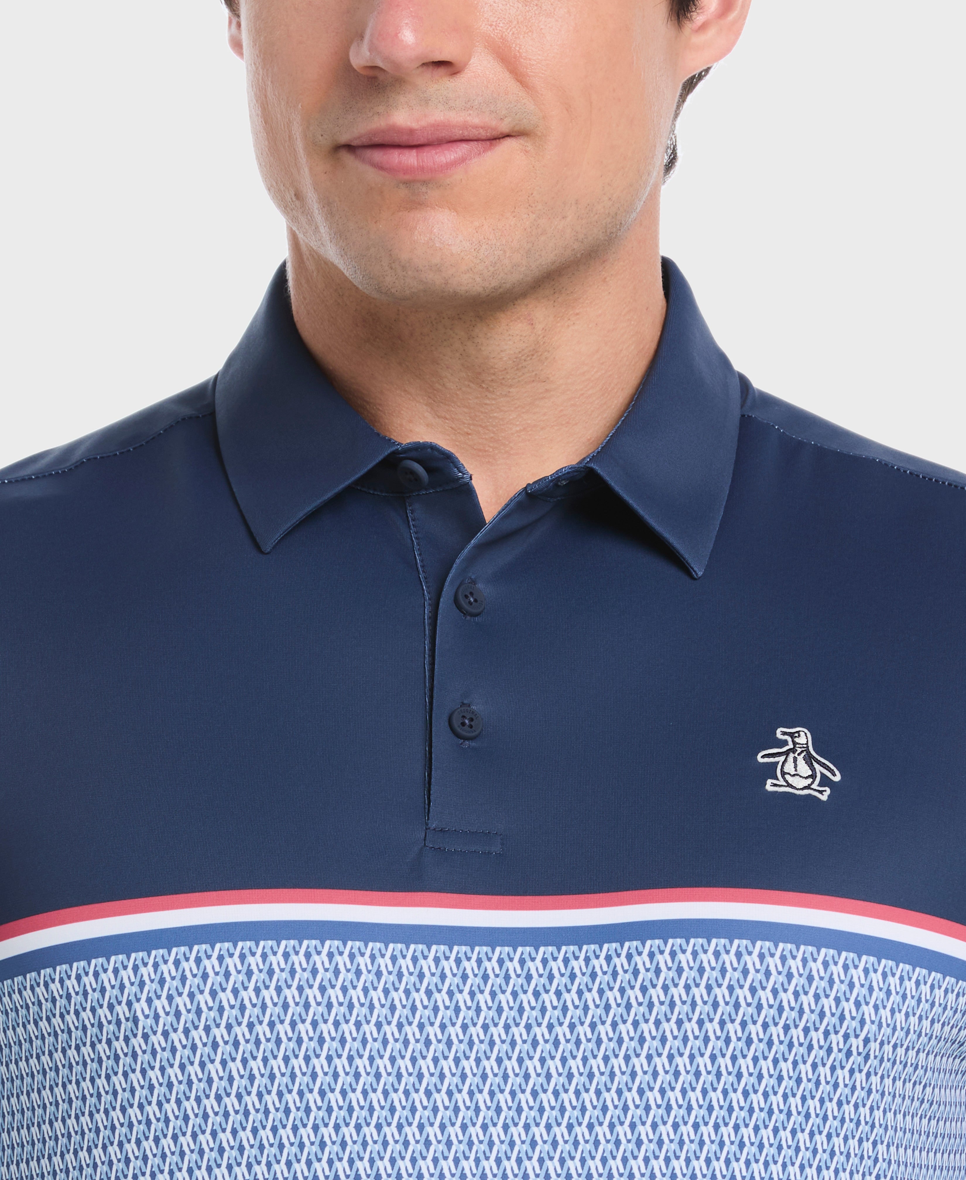 Color Block "P" Print Golf Polo