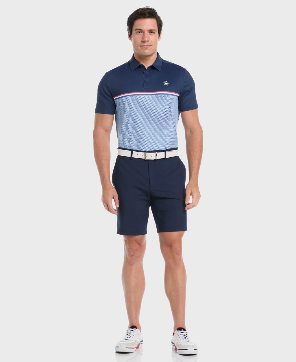 Color Block "P" Print Golf Polo