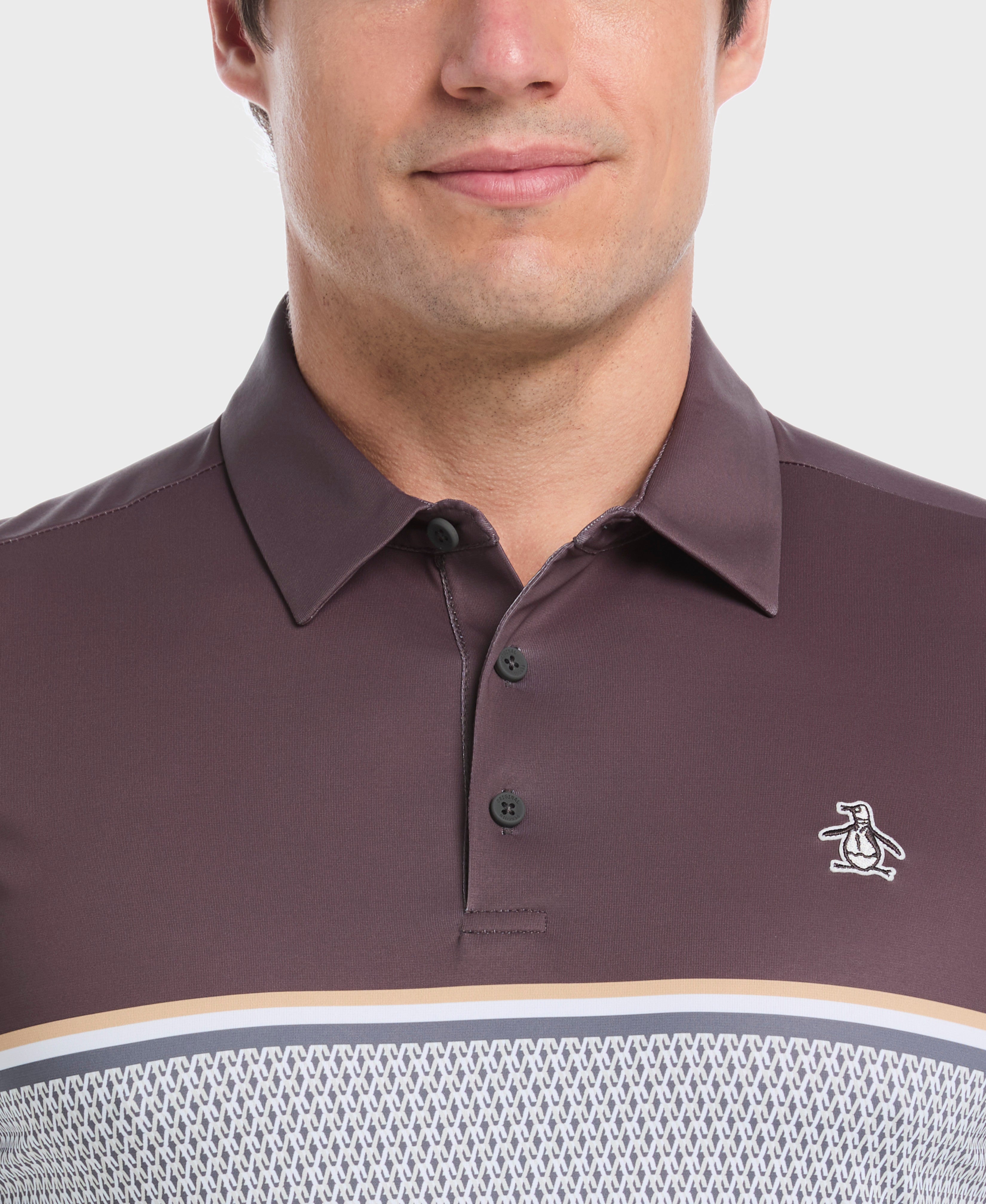 Color Block "P" Print Golf Polo