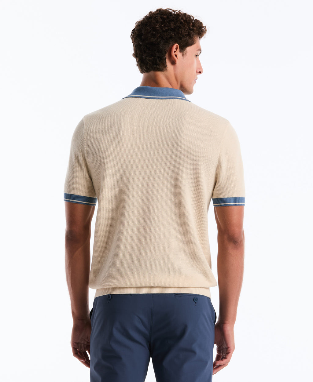 Cotton Honeycomb Sweater Polo