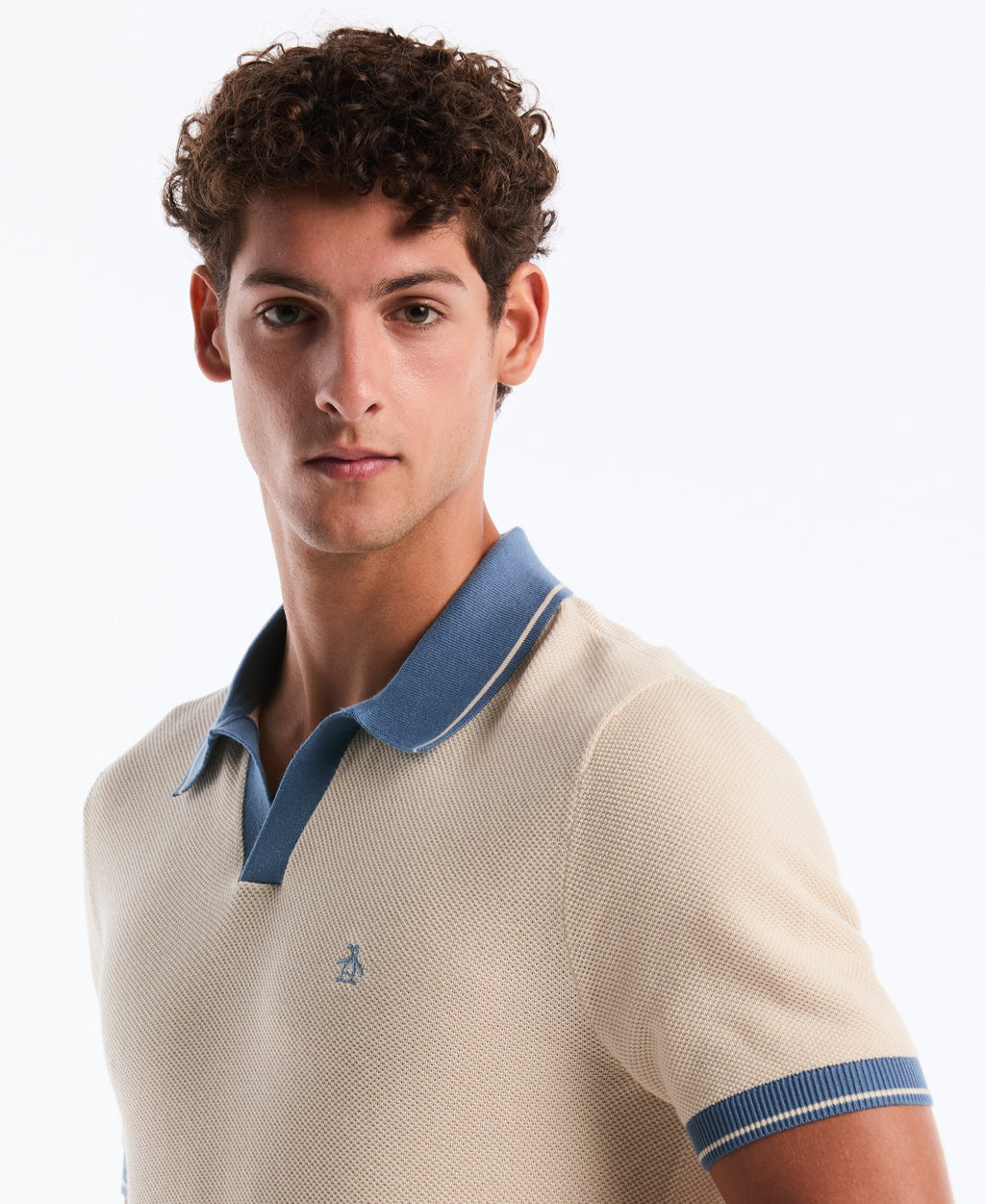 Cotton Honeycomb Sweater Polo