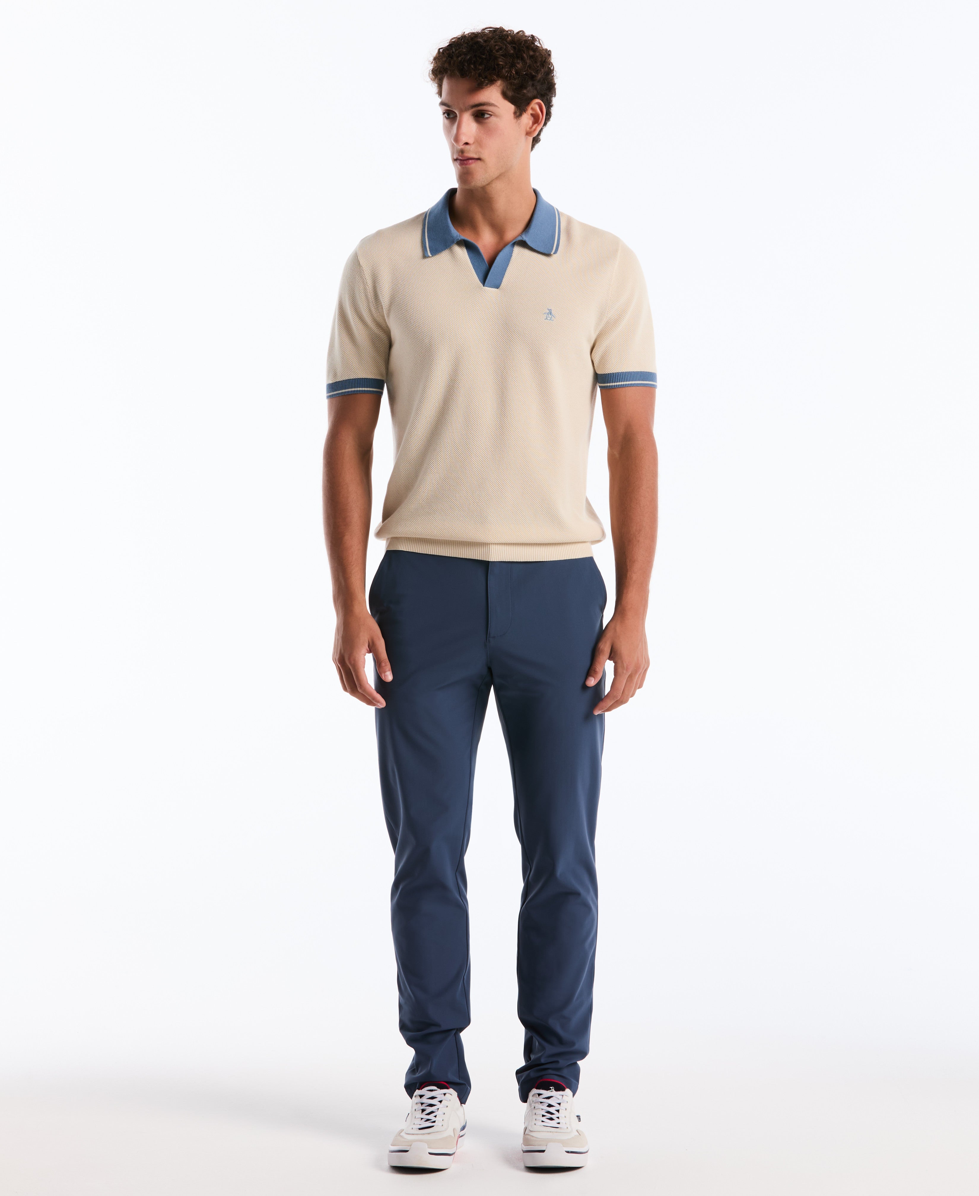 Cotton Honeycomb Sweater Polo