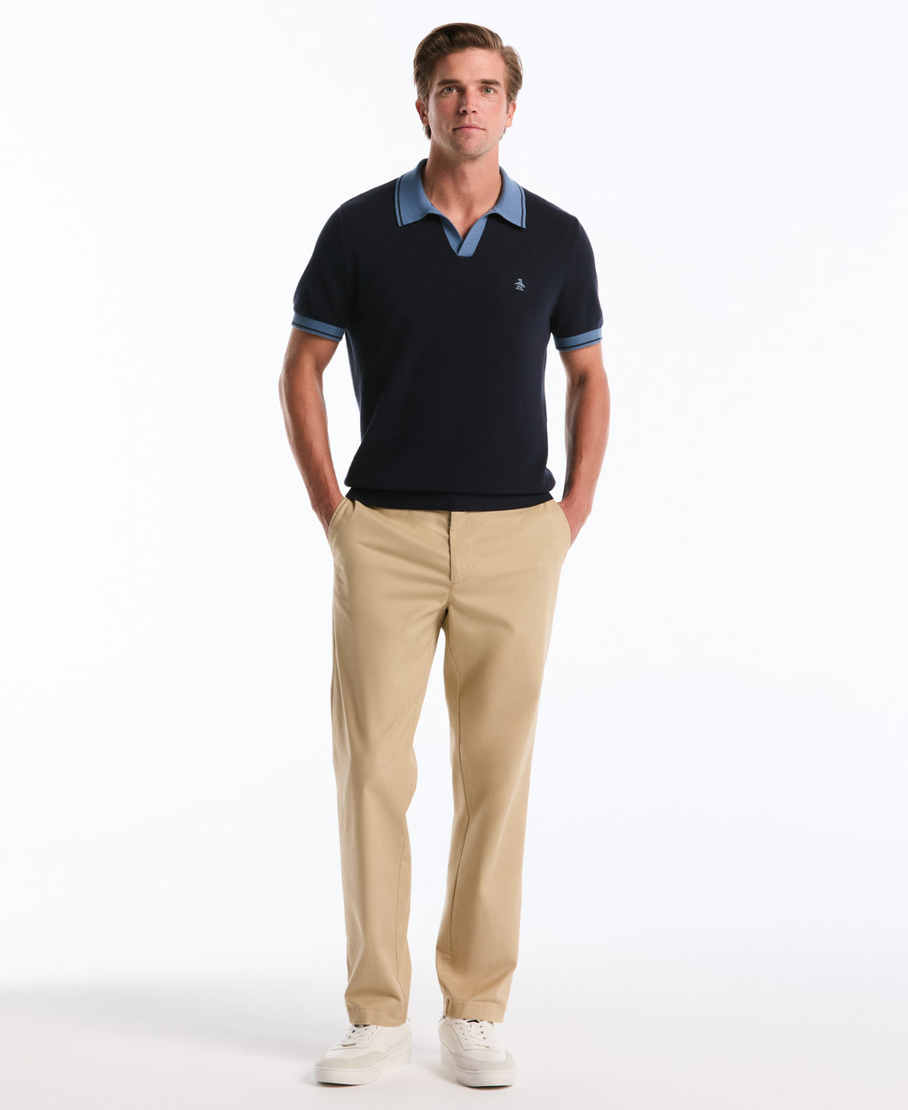 Cotton Honeycomb Sweater Polo