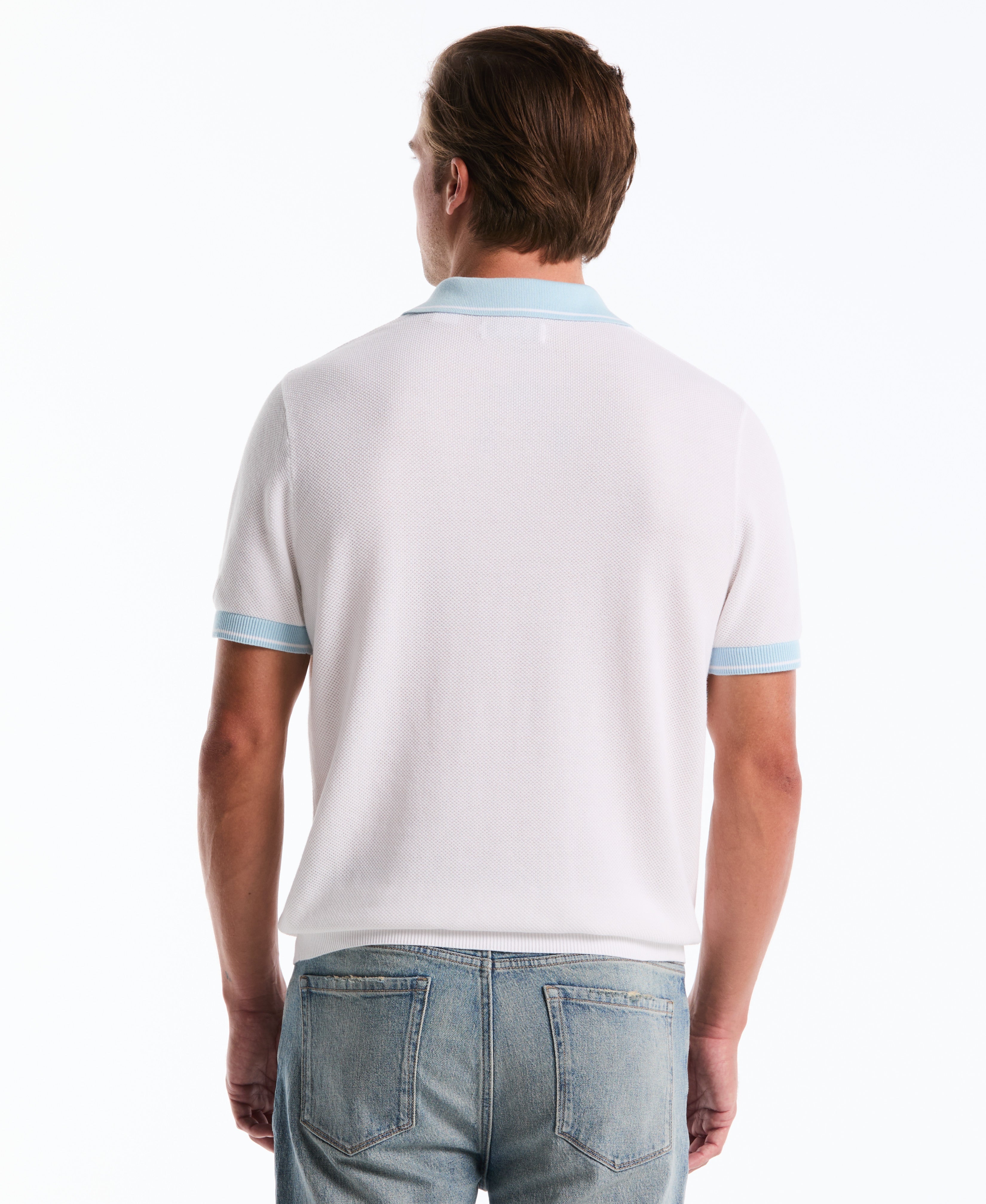 Cotton Honeycomb Sweater Polo