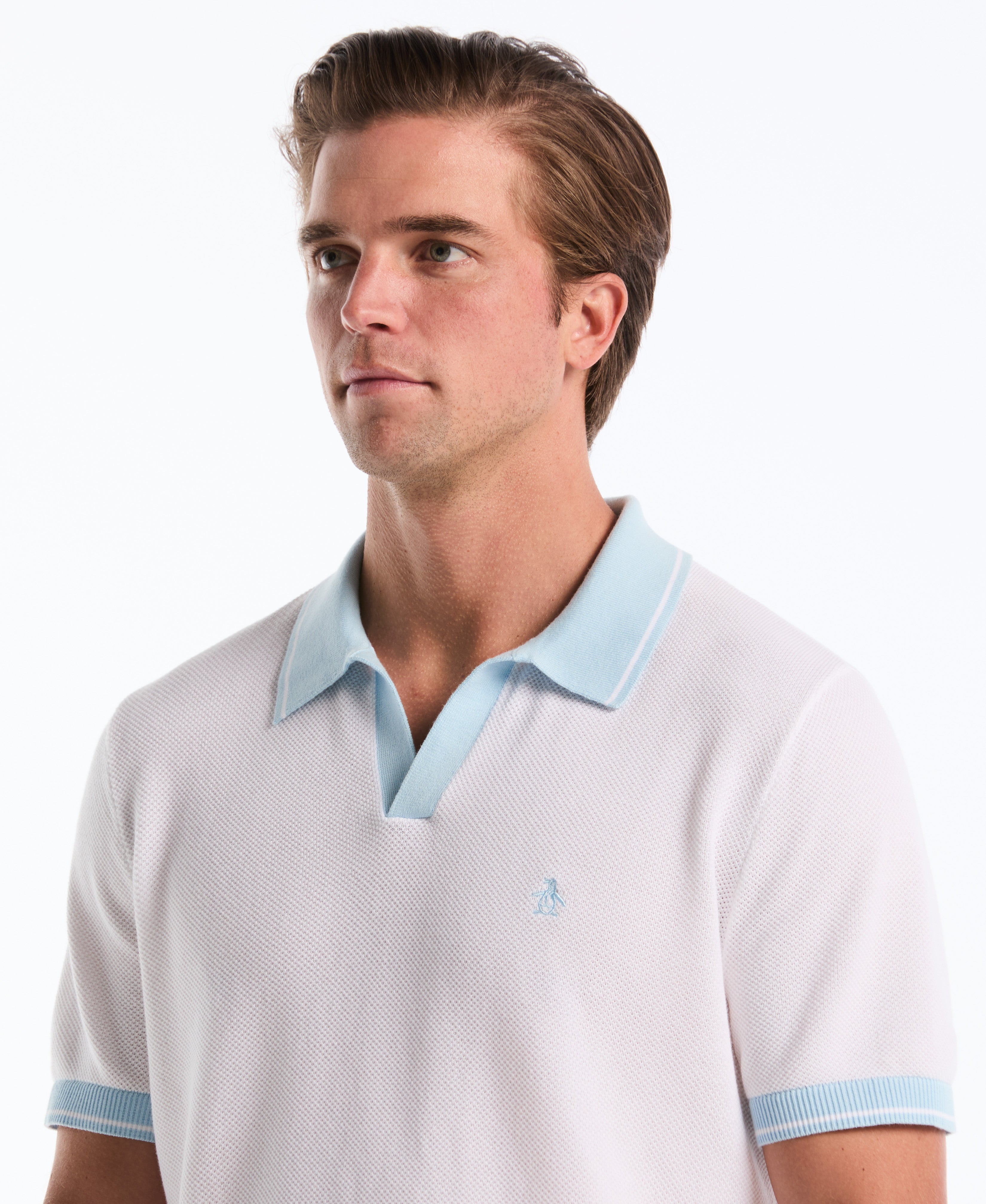 Cotton Honeycomb Sweater Polo