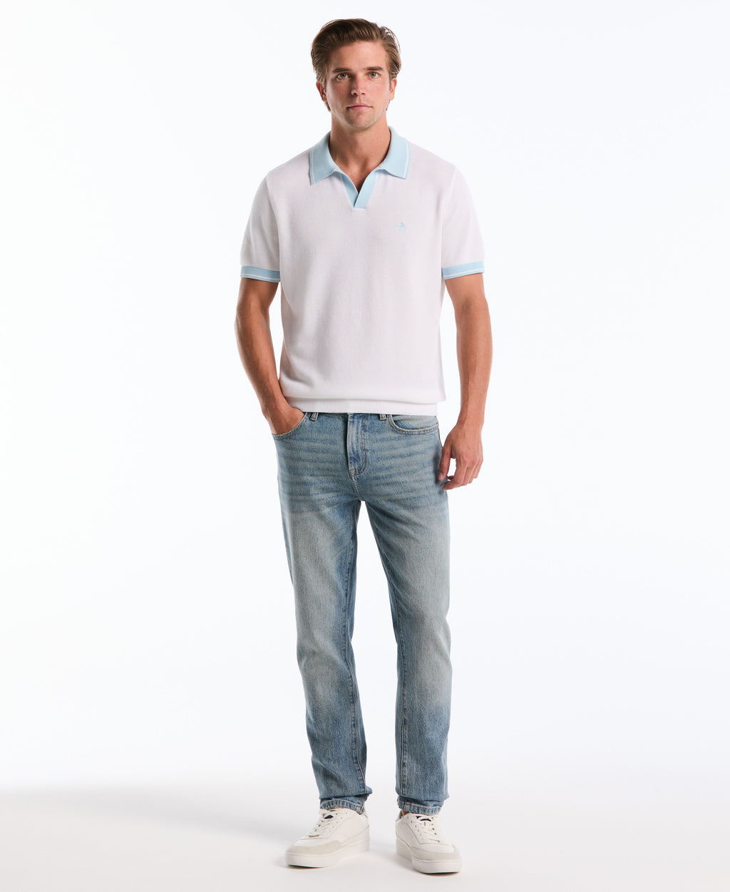 Cotton Honeycomb Sweater Polo