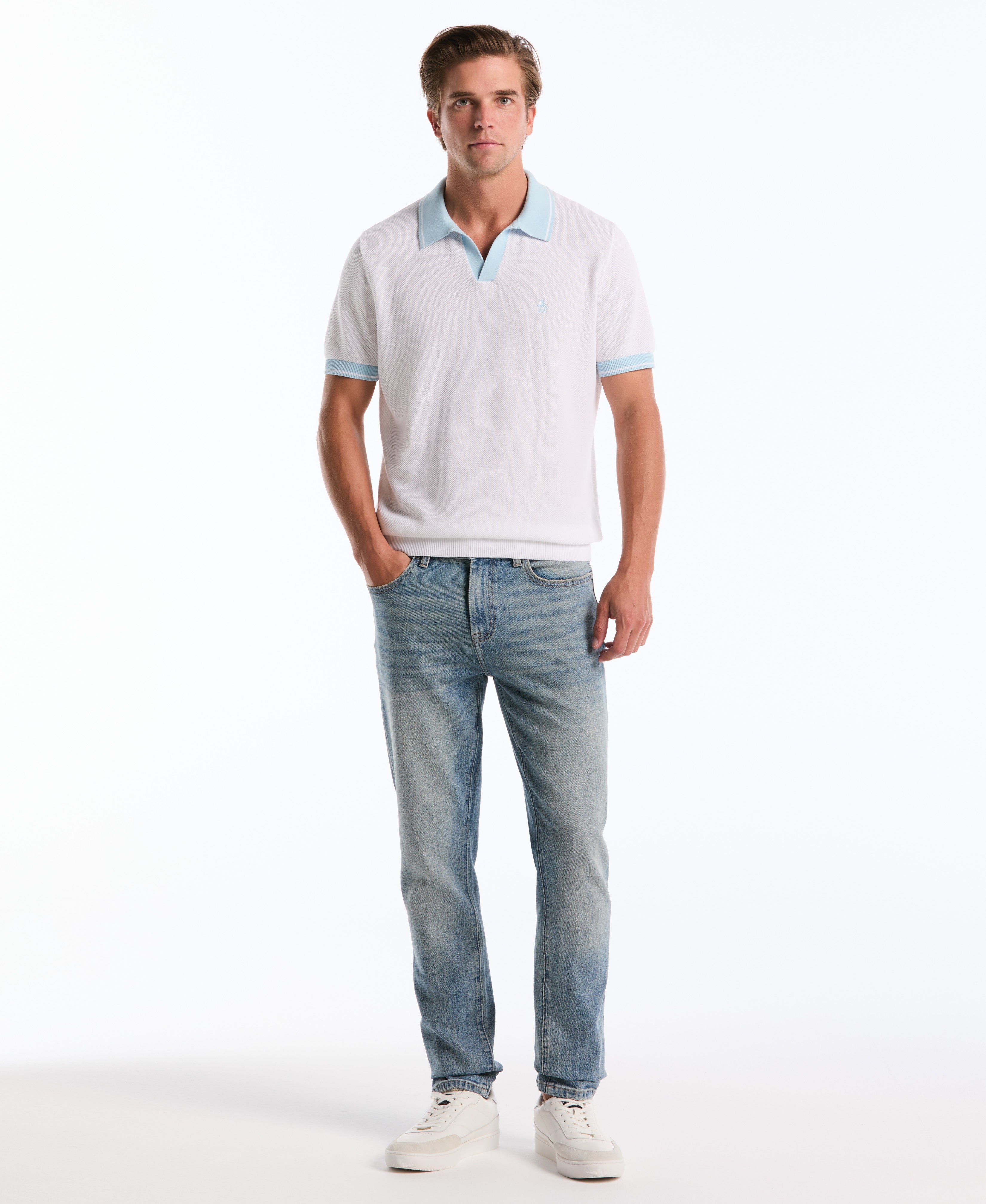 Cotton Honeycomb Sweater Polo