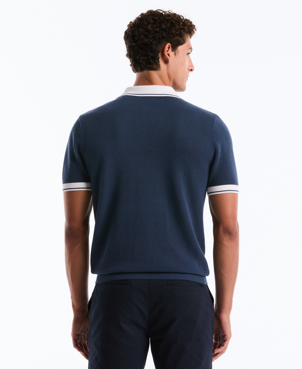 Cotton Honeycomb Sweater Polo