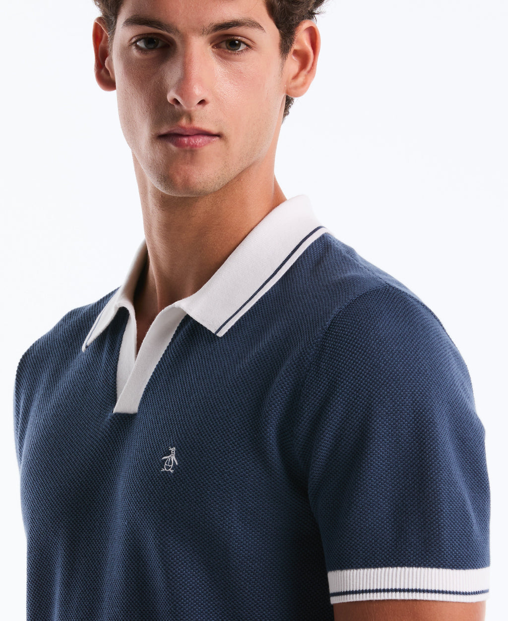Cotton Honeycomb Sweater Polo