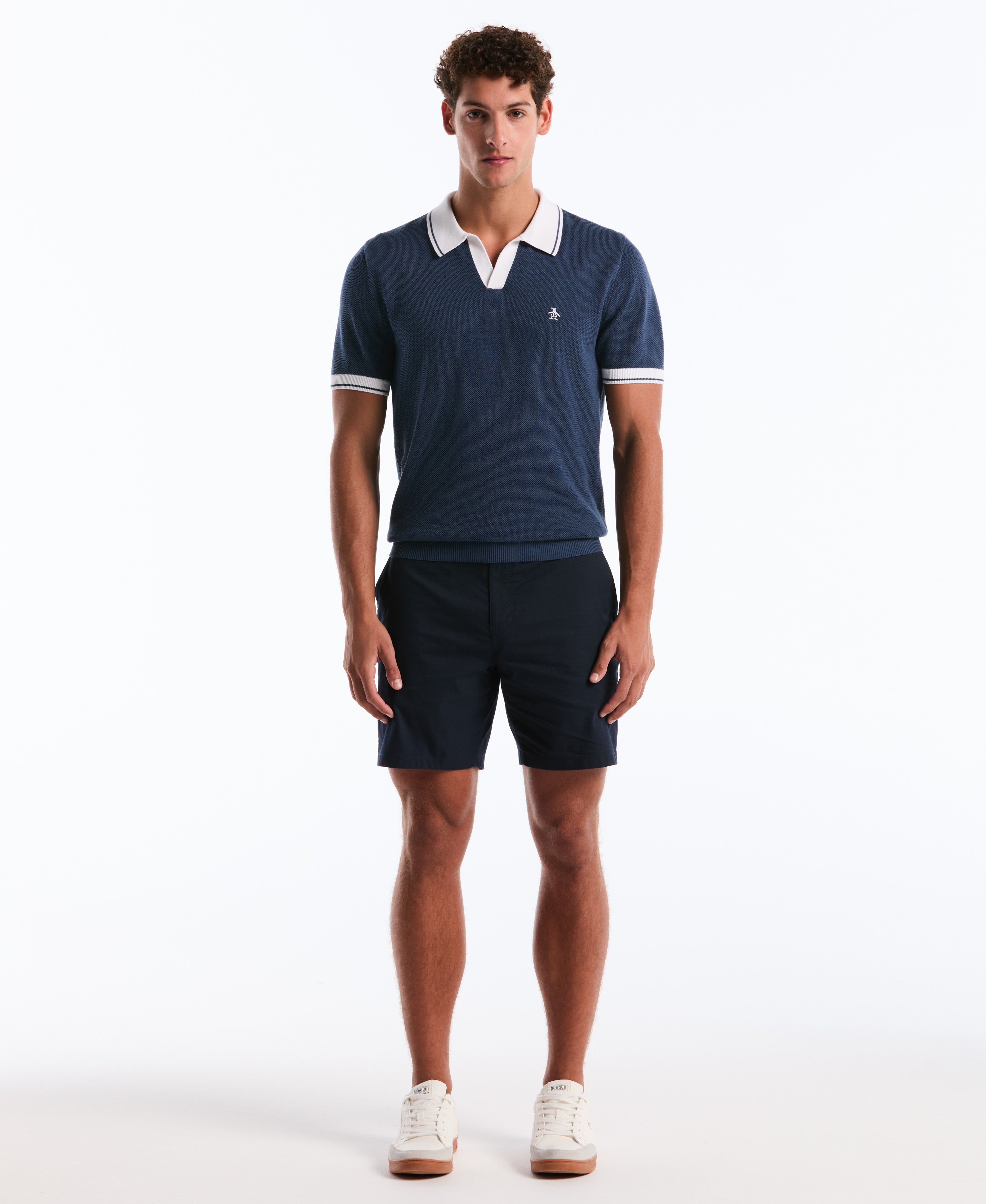 Cotton Honeycomb Sweater Polo