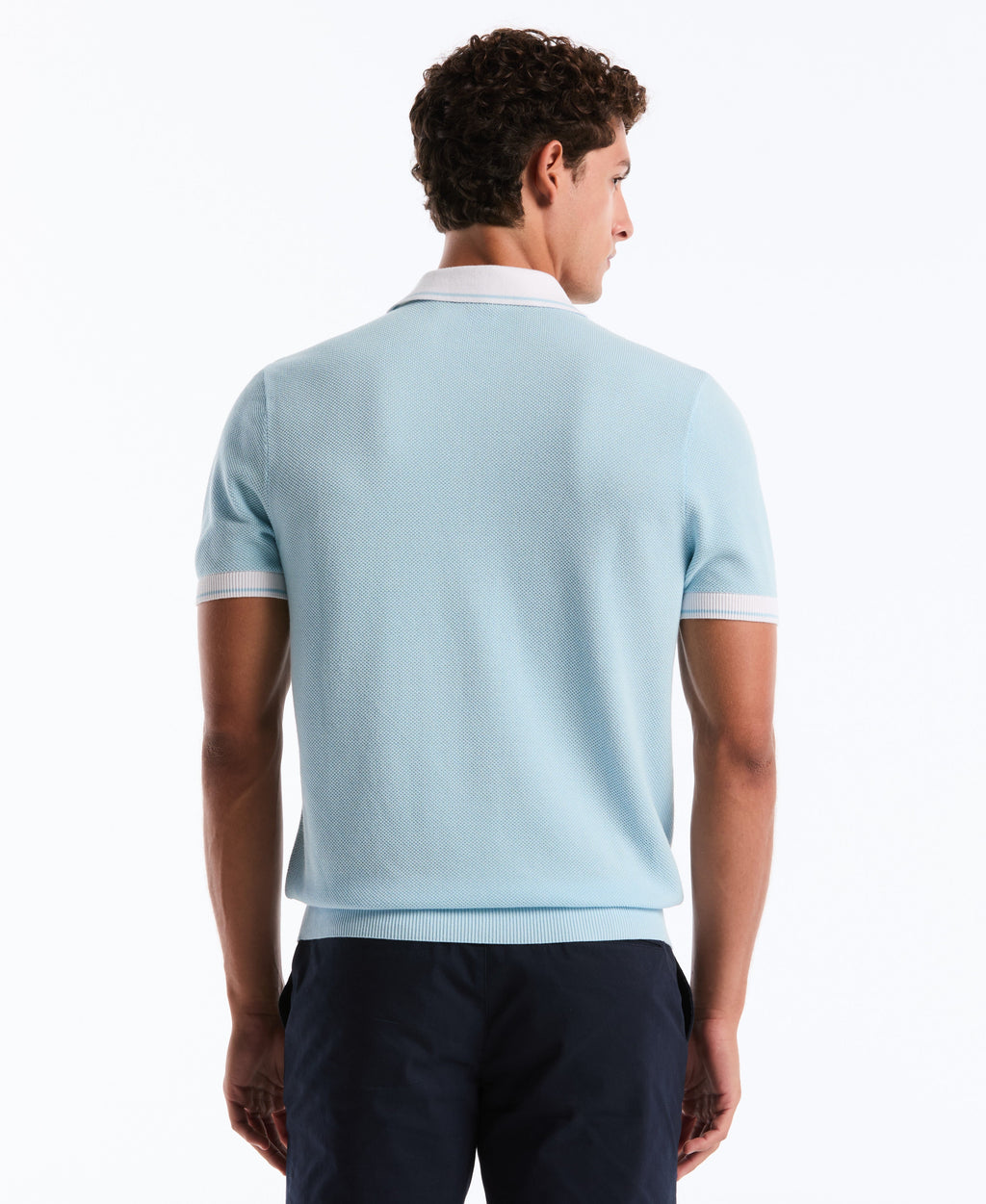 Cotton Honeycomb Sweater Polo