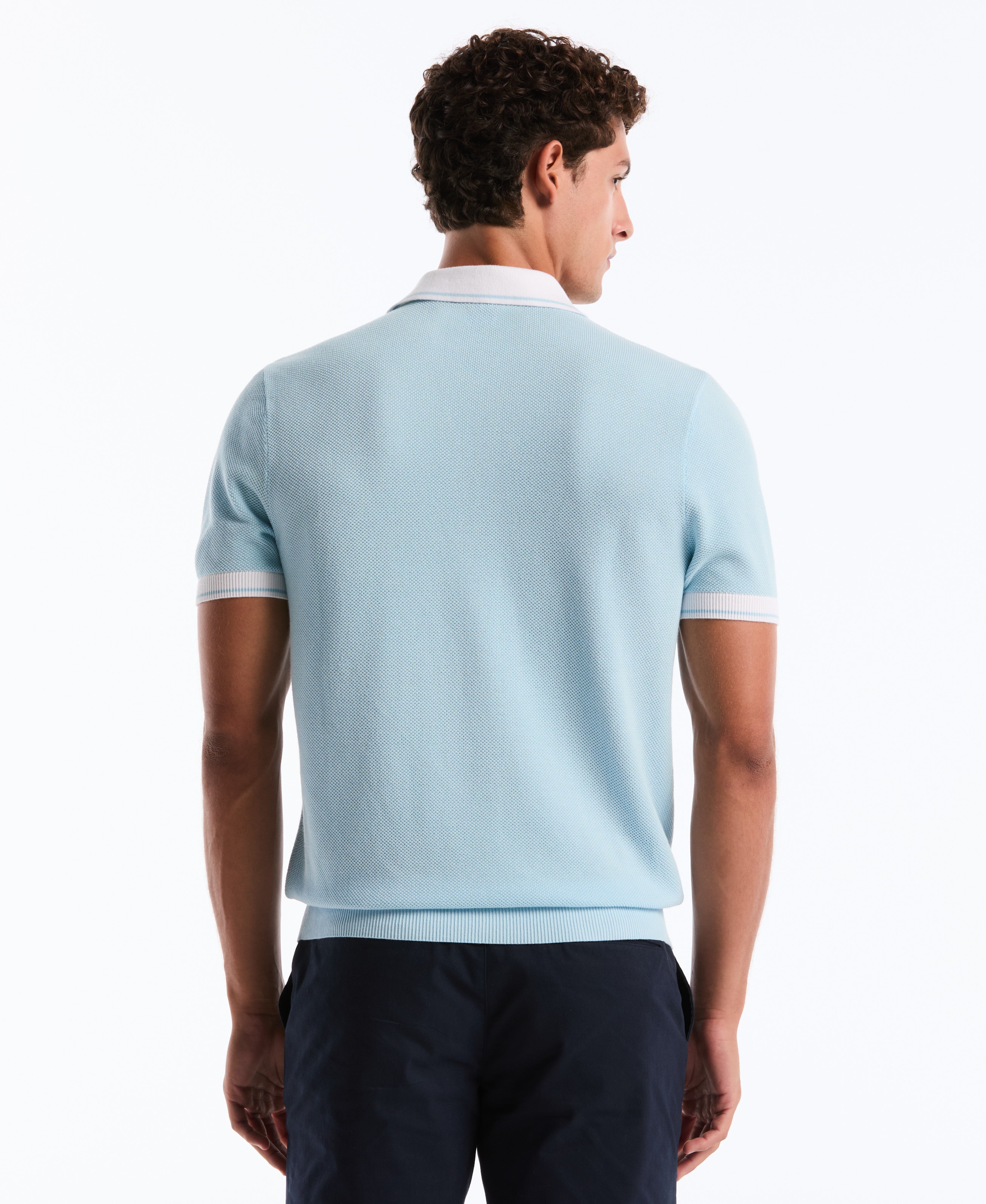 Cotton Honeycomb Sweater Polo