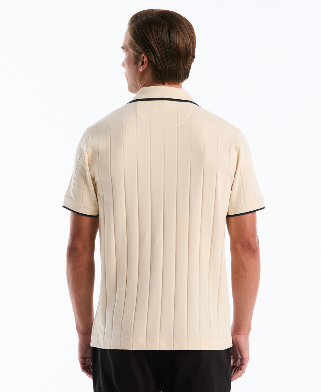 Cotton Rib Open Collar Polo