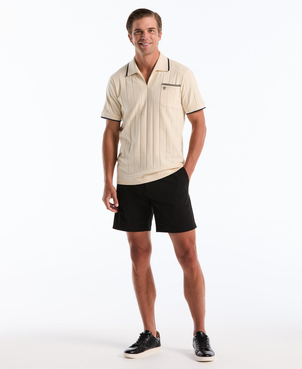 Cotton Rib Open Collar Polo