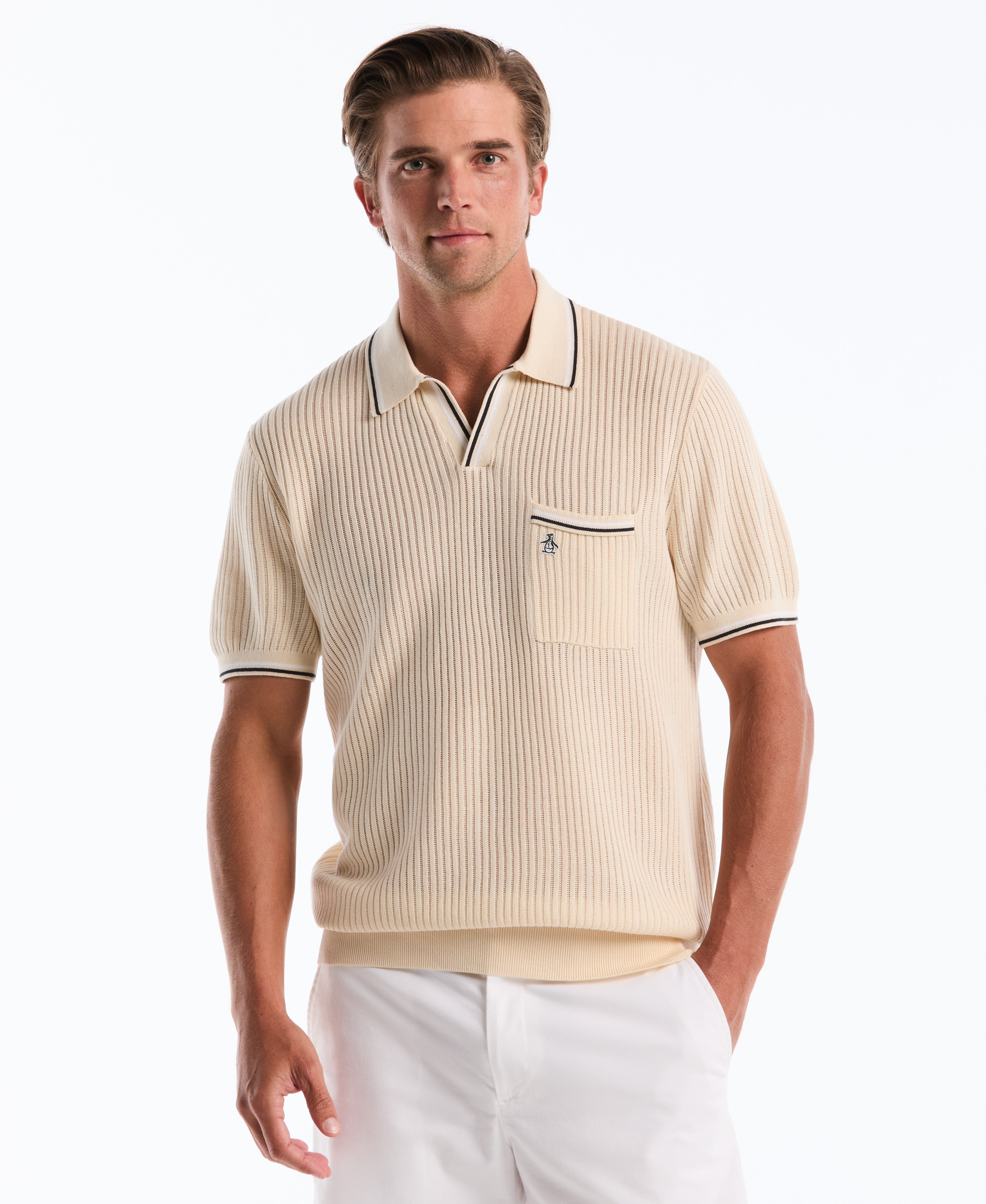 Cotton Ribbed Johnny Sweater Polo