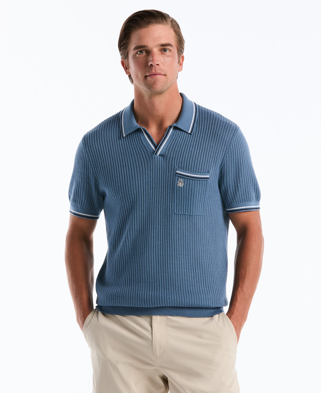 Cotton Ribbed Johnny Sweater Polo