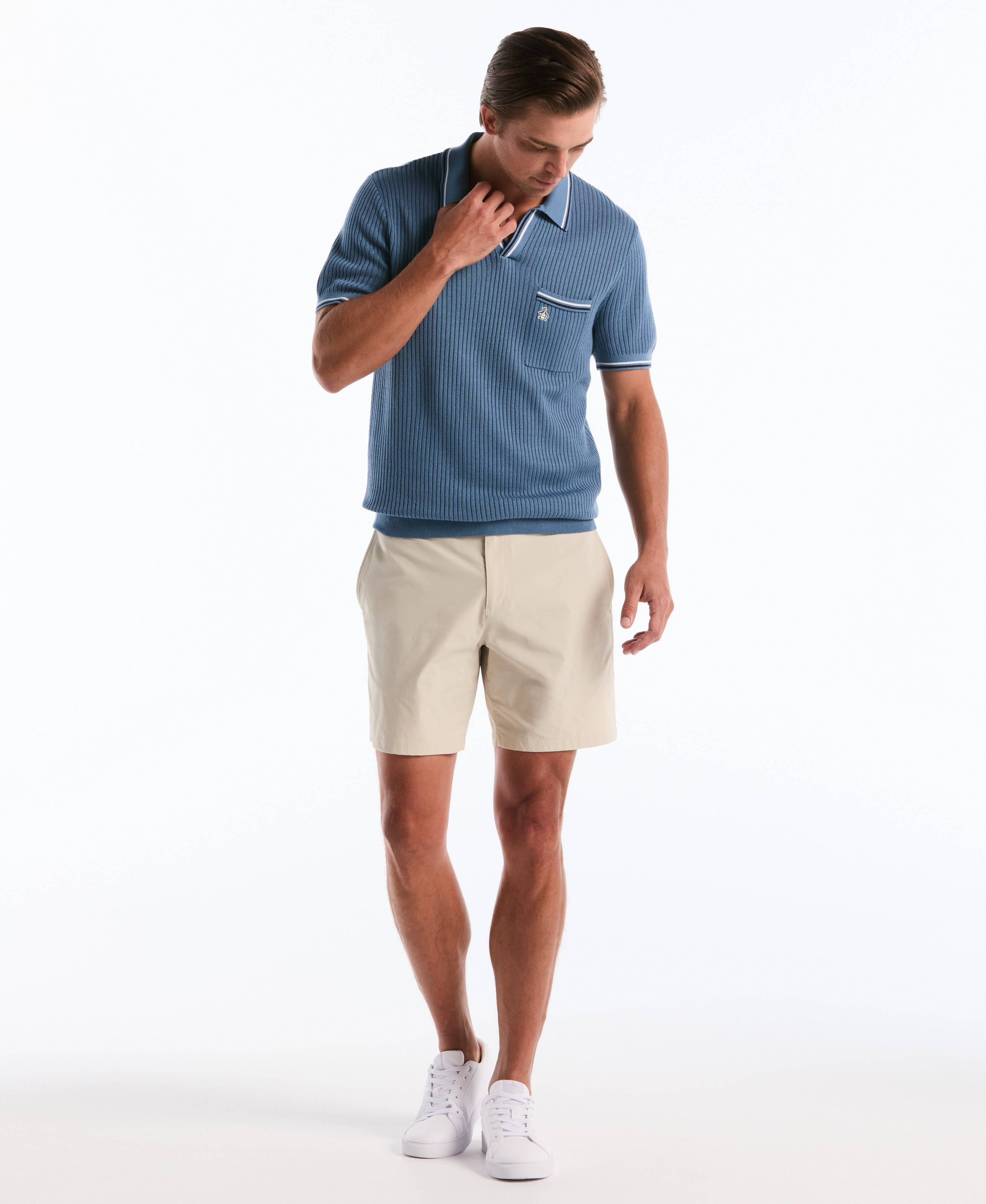 Cotton Ribbed Johnny Sweater Polo