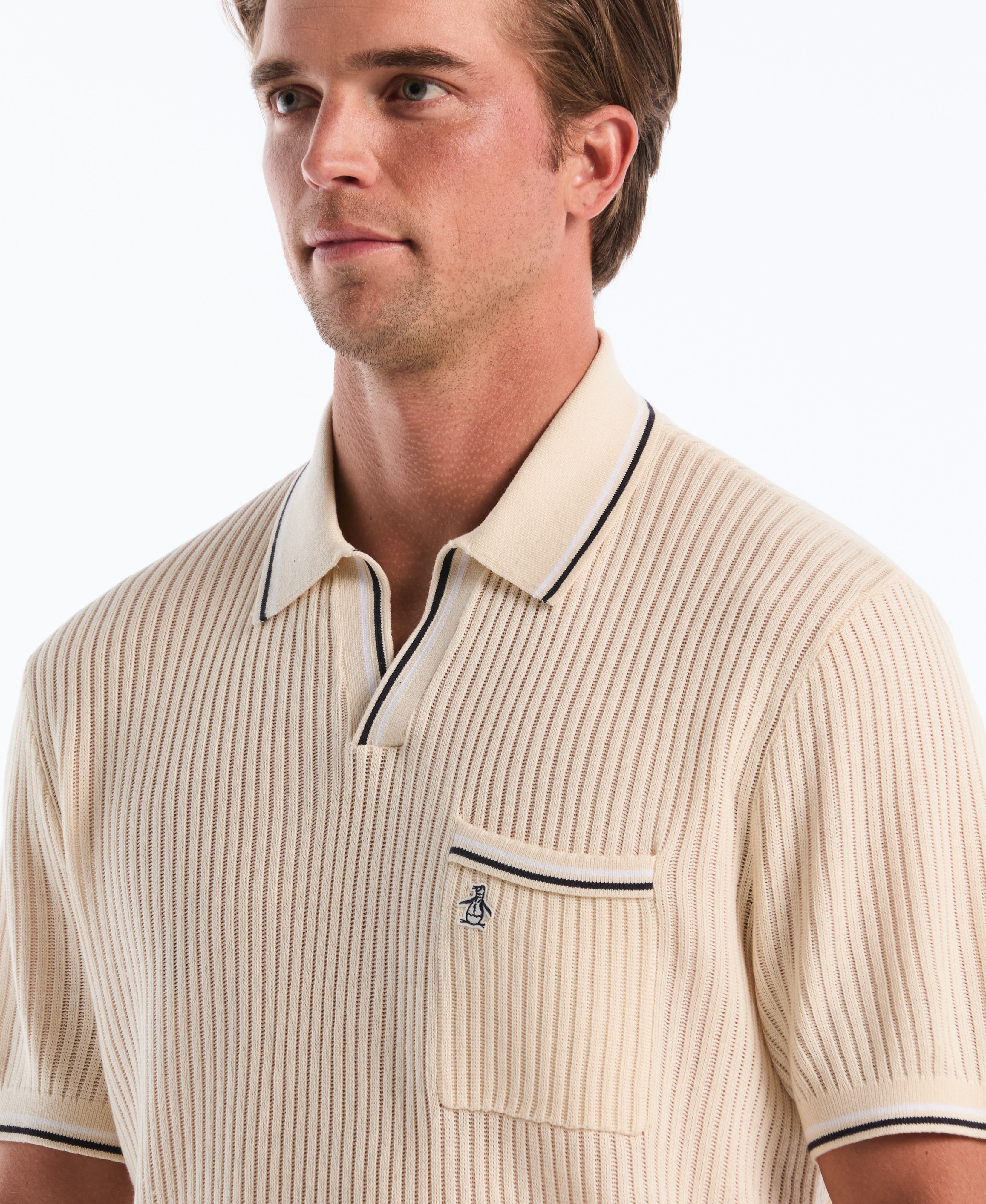 Cotton Ribbed Johnny Sweater Polo