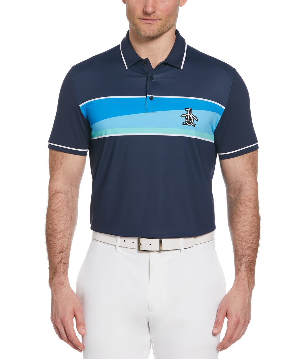 Engineered 80's Color Block Print Golf Polo