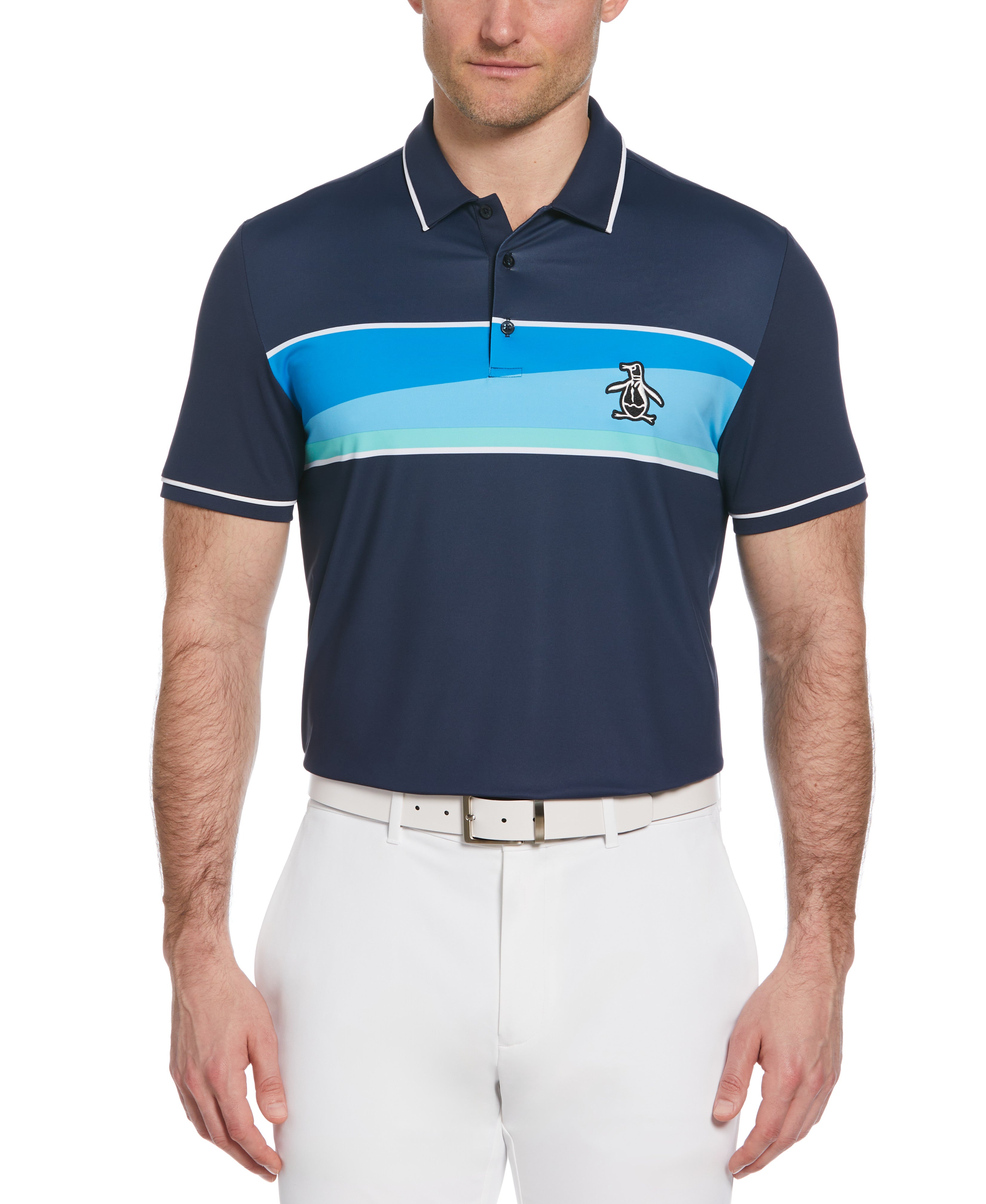Engineered 80's Color Block Print Golf Polo