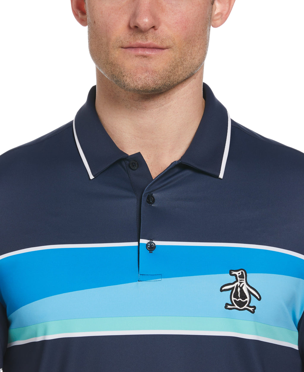 Engineered 80's Color Block Print Golf Polo